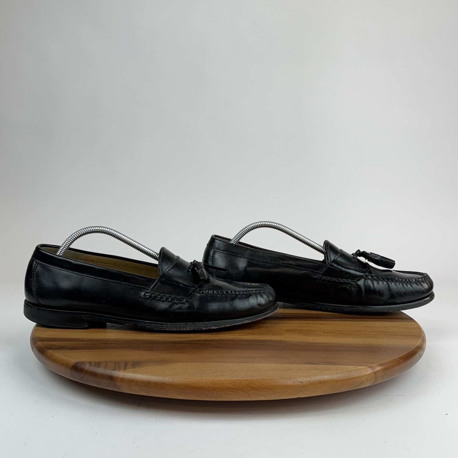 Mens Cole Haan Black Leather Slip On Pinch Tassel Penny Loafers Shoes Size 10.5