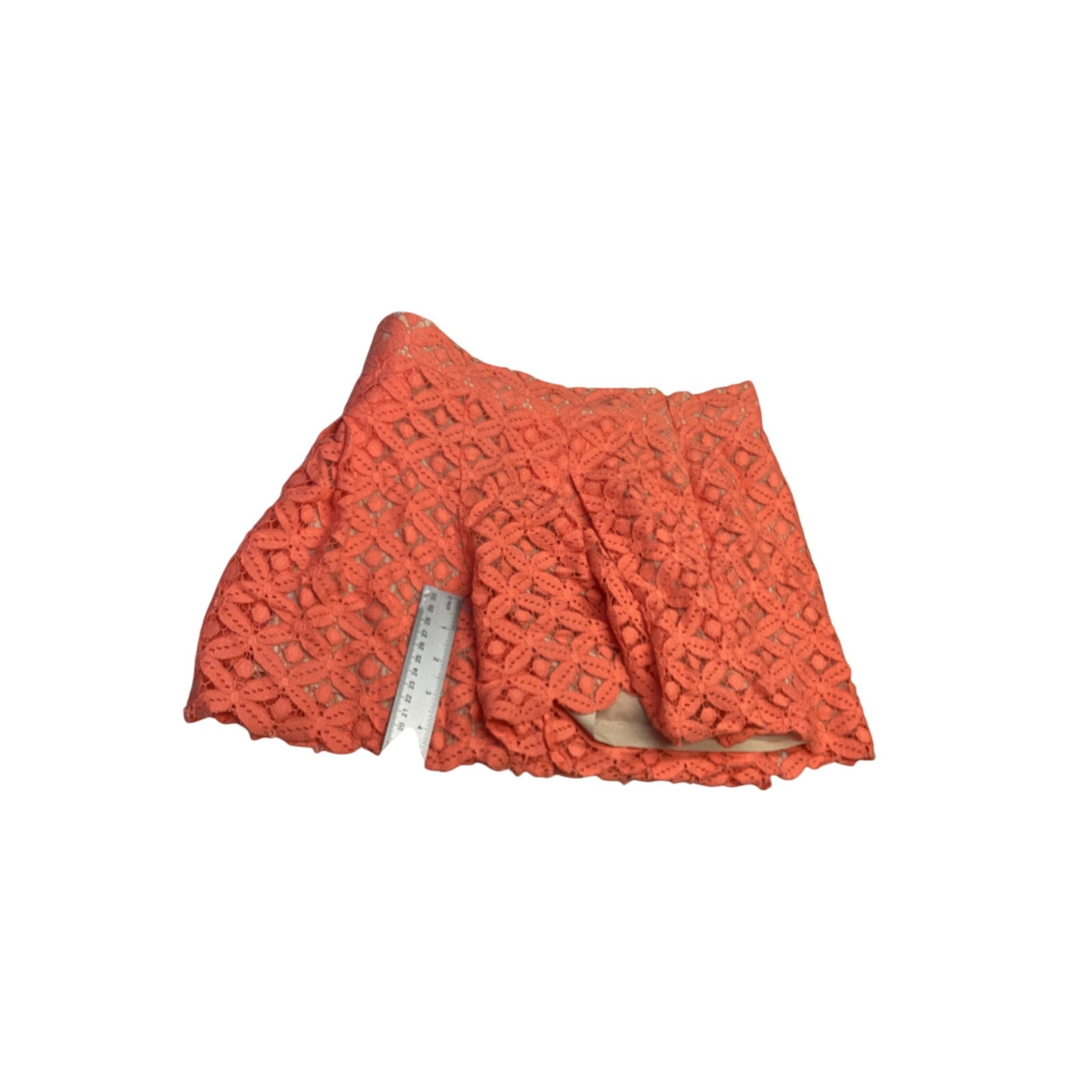 Two by Vince Camuto Women's Orange Stretch Floral High Rise Lace Shorts Size 4