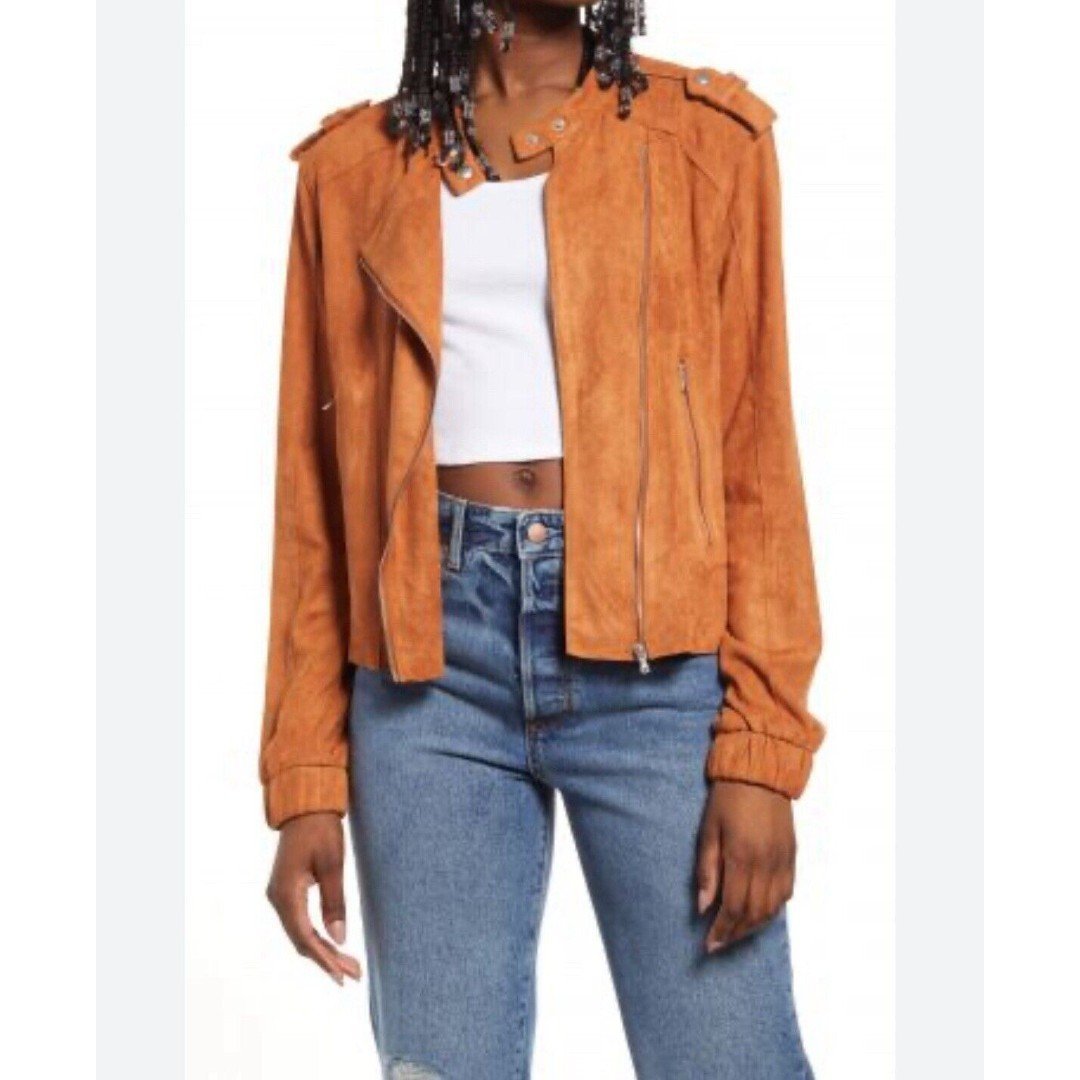 BlankNYC Faux Suede Moto Bomber Jacket Size Medium. Cropped, Fall, Cozy, Style,