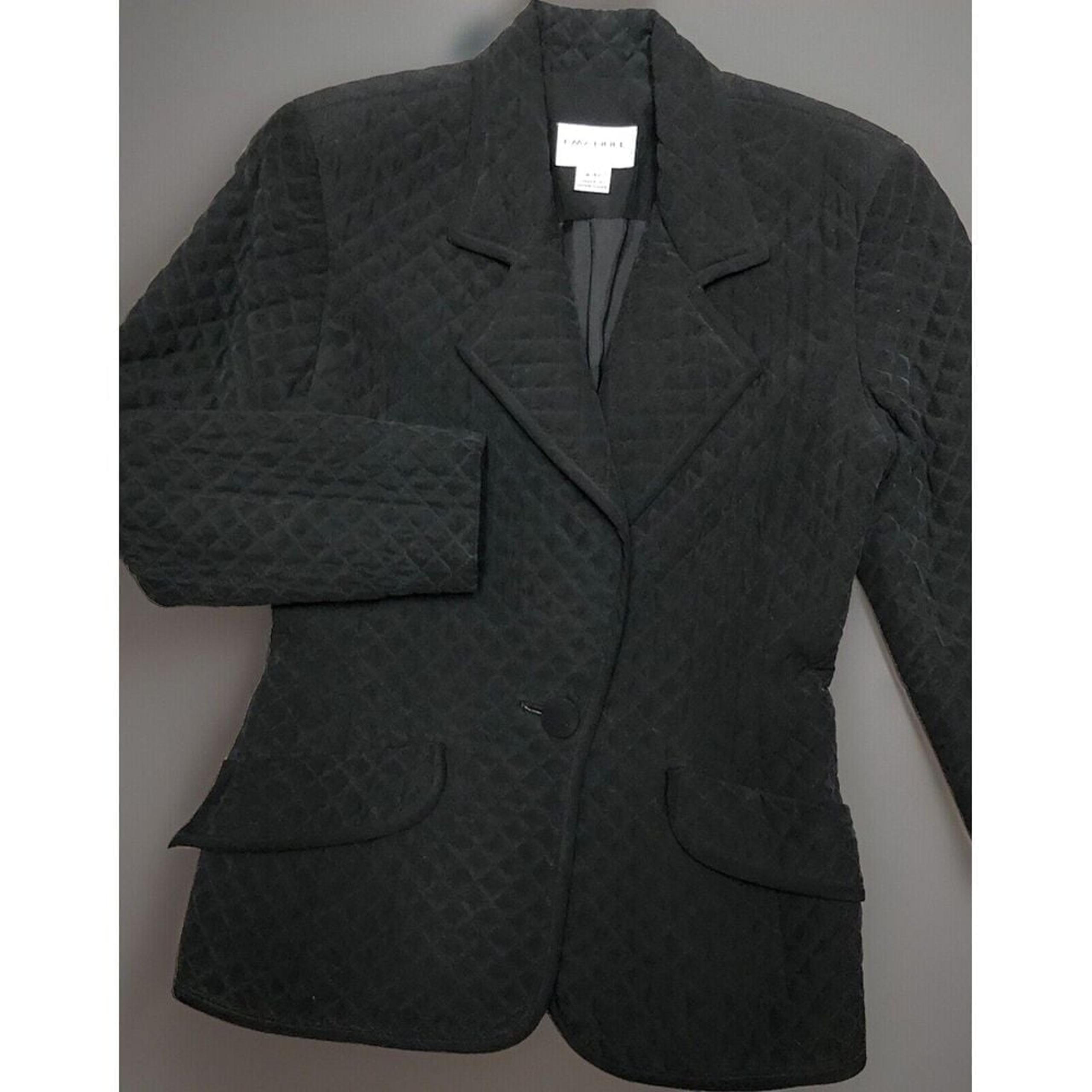 Emanuel Ungaro Emanuel Women's 8 Quilted Silk Blazer Jacket Black 42