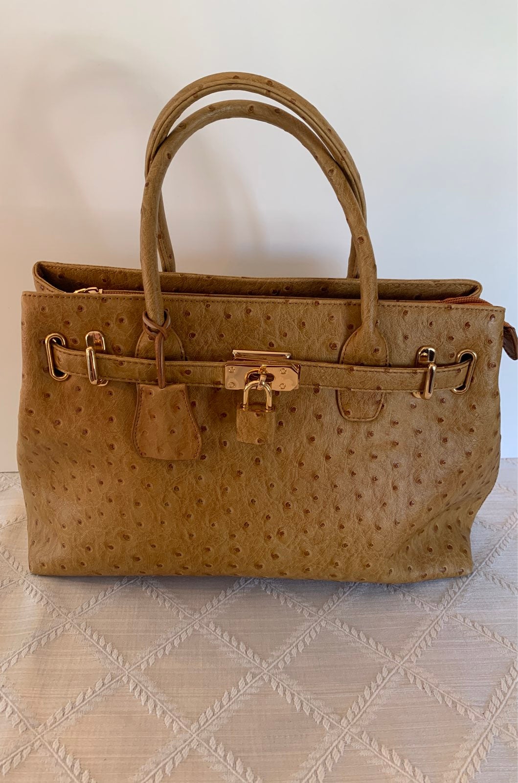 Satchel GoldFish Ostrich Pattern Handbag
