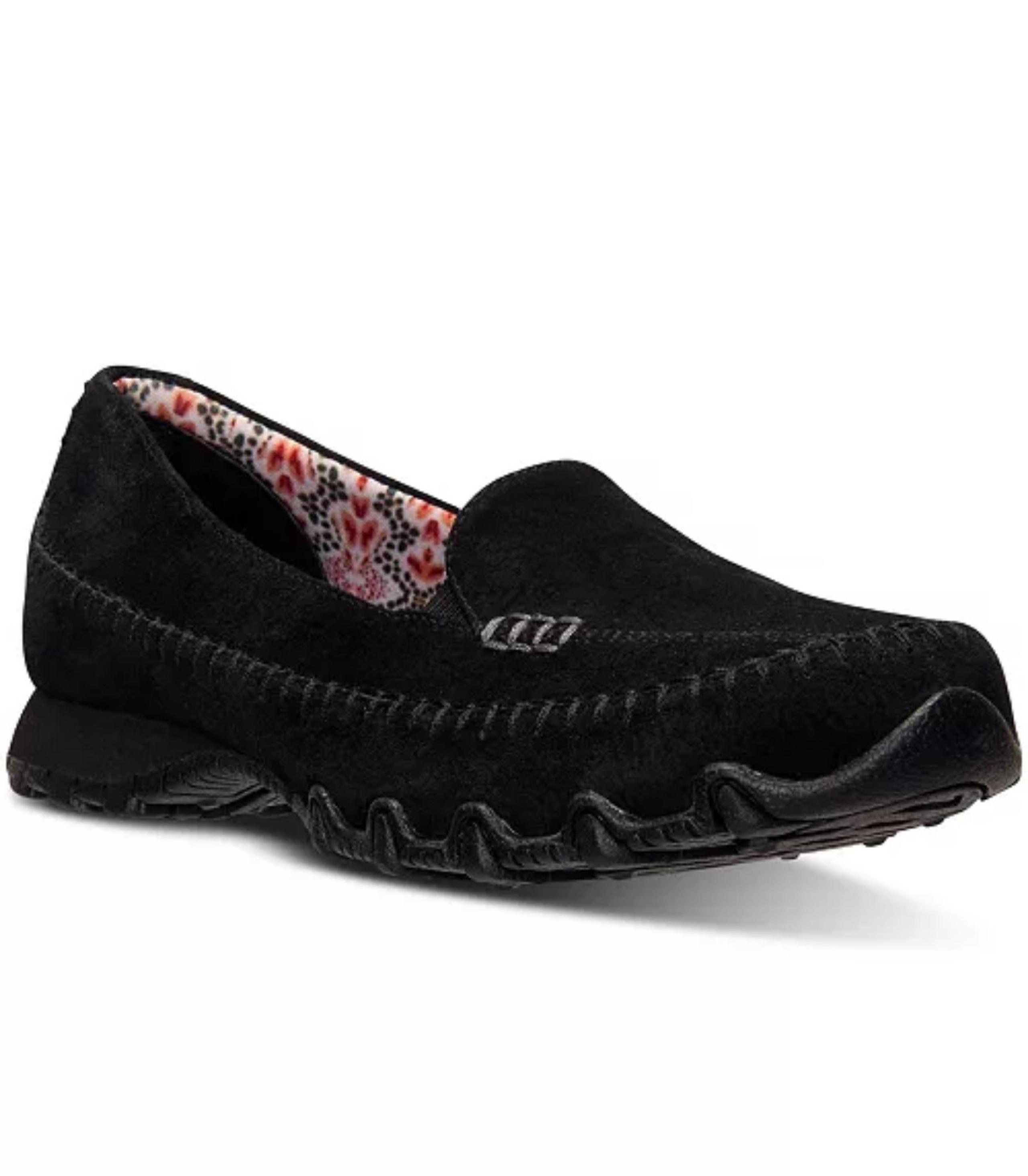 NEW Skechers Relaxed Fit Bikers Pedestrian Shoes Black Suede Loafers Flats 8.5