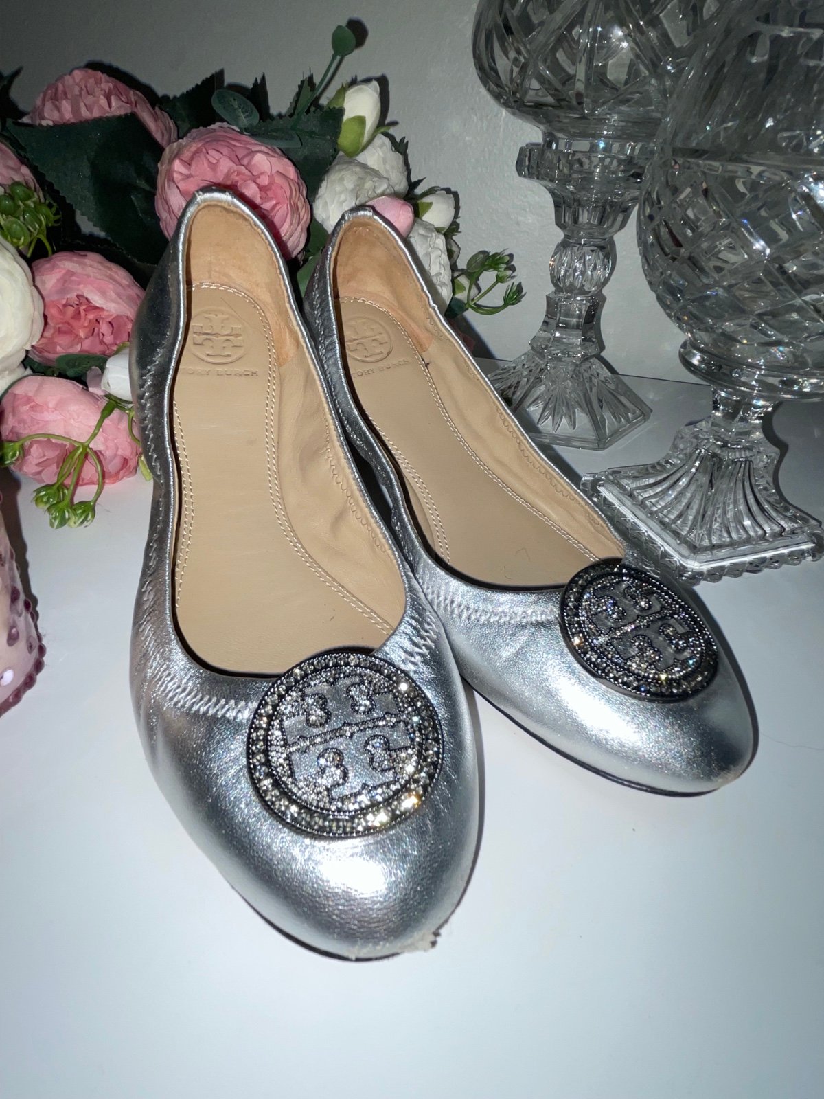 フラットシューズ TORY BURCH CRYSTAL BALLET FLATS Tory Burch Crystal-Embellished Ballet Flats | Saks Fifth Avenue