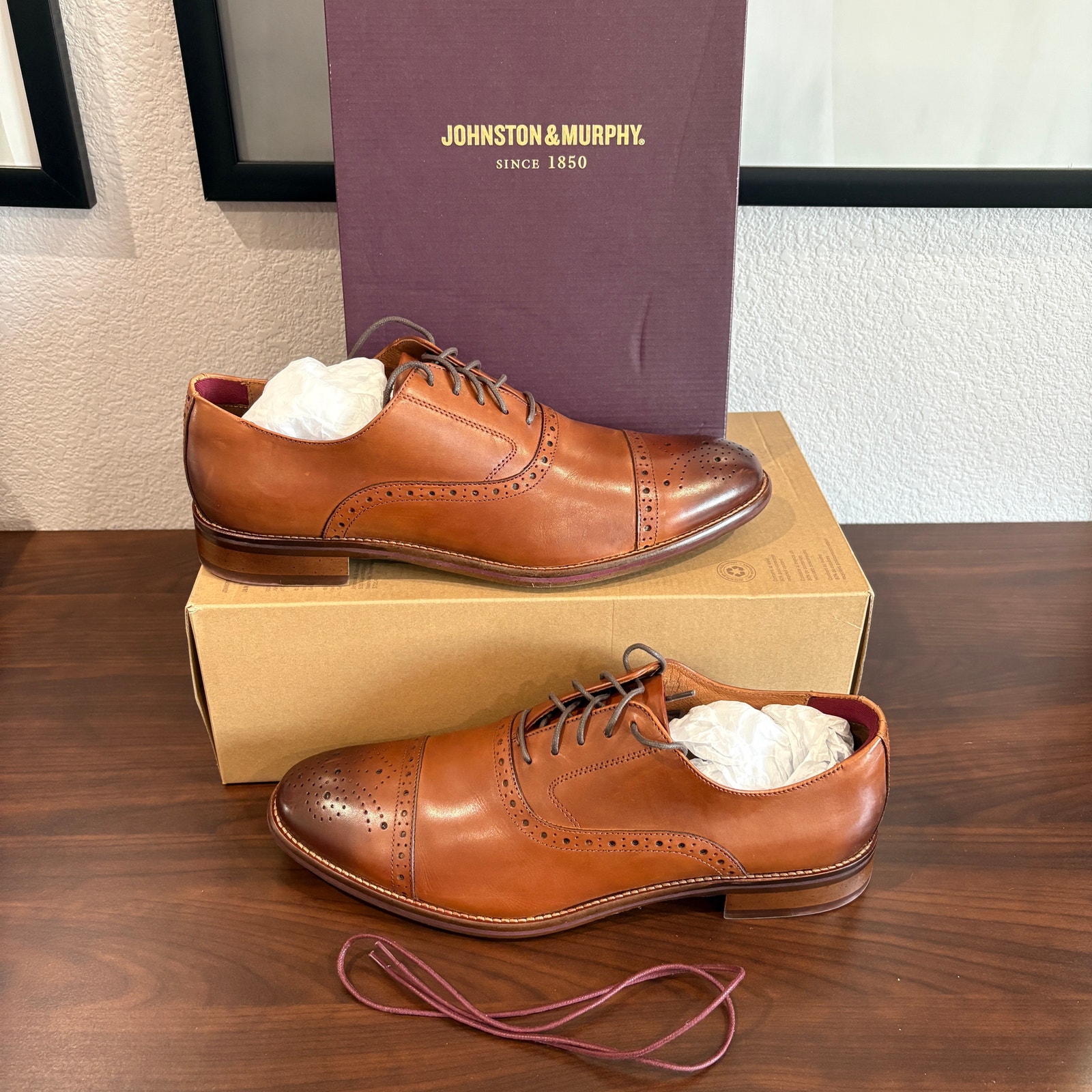 Johnston & Murphy Conard 2.0 Cap Toe Men's Shoe Tan Full Grain size 12M