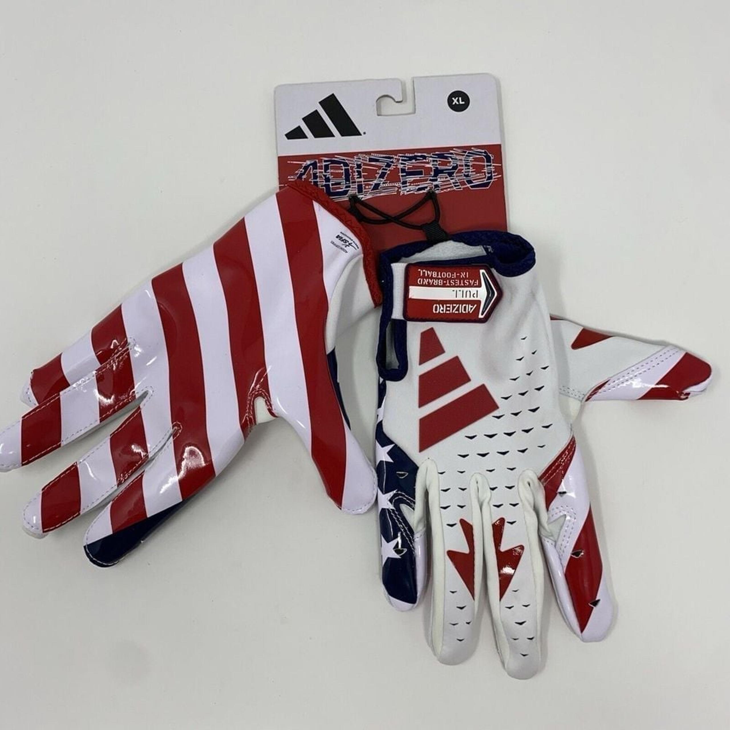 Adidas Adizero 13 Football Gloves Men XL Moment USA American Flag Red White Blue
