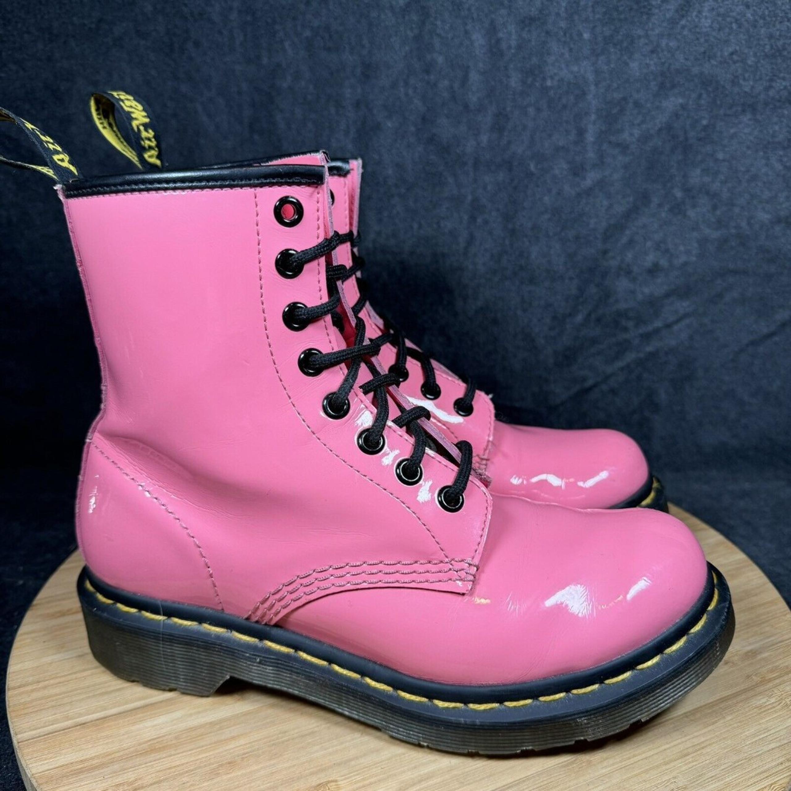 Dr. Marten Size 6 1460 W Pink Combat Patent Leather Women's Boots
