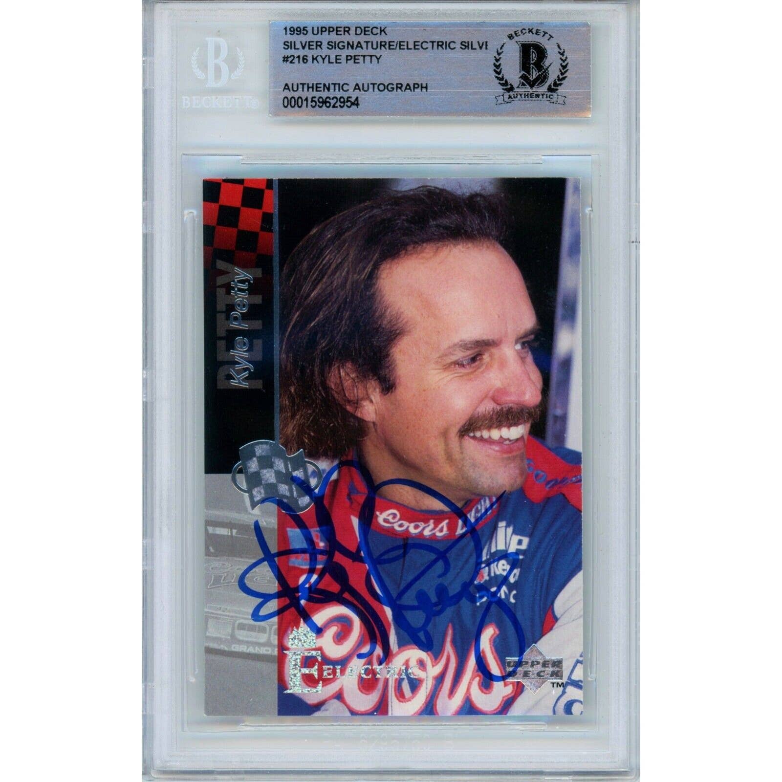 Kyle Petty Signed 1995 Upper Deck Nascar Auto Racing Card Beckett Authentic Slab