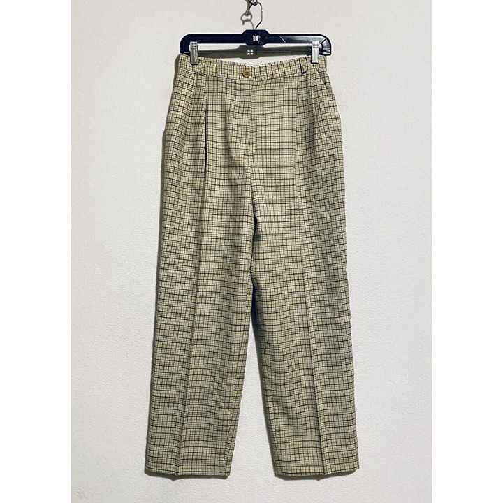 Missoni Donna Pants Womens 8 Plaid High Waisted Trousers Yellow Wool Pockets