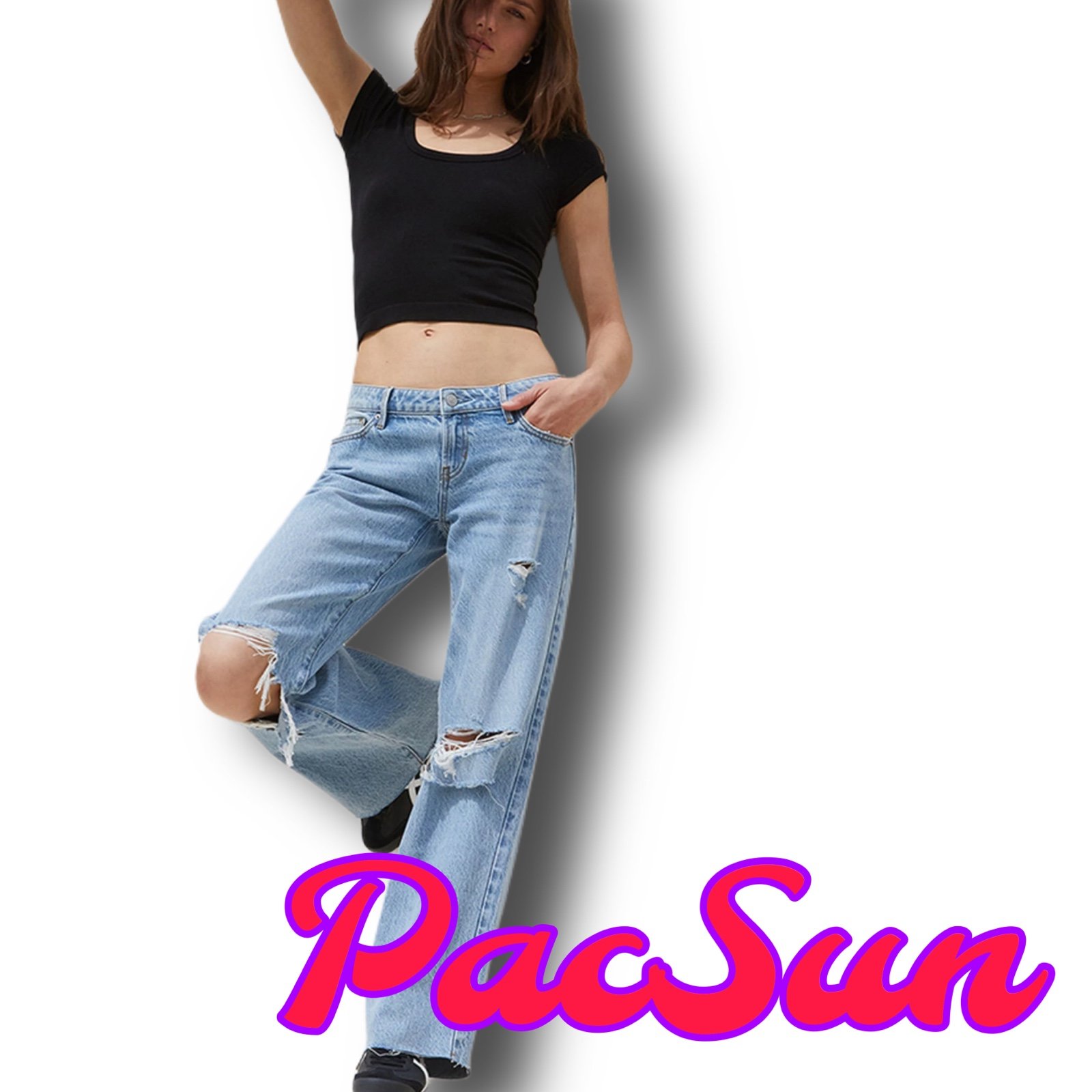 PacSun Medium Indigo Low Rise Baggy Jeans