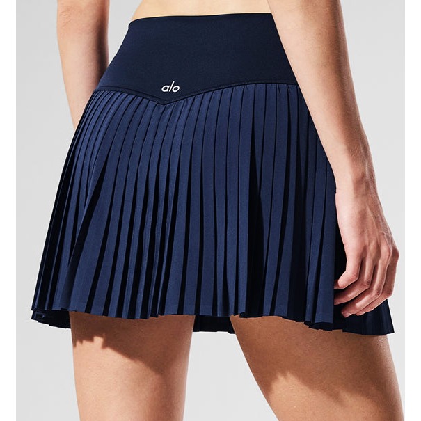 Alo Airlift Grand Slam Tennis Skirt Navy High-Rise Waist Waisted Pleated Skort M