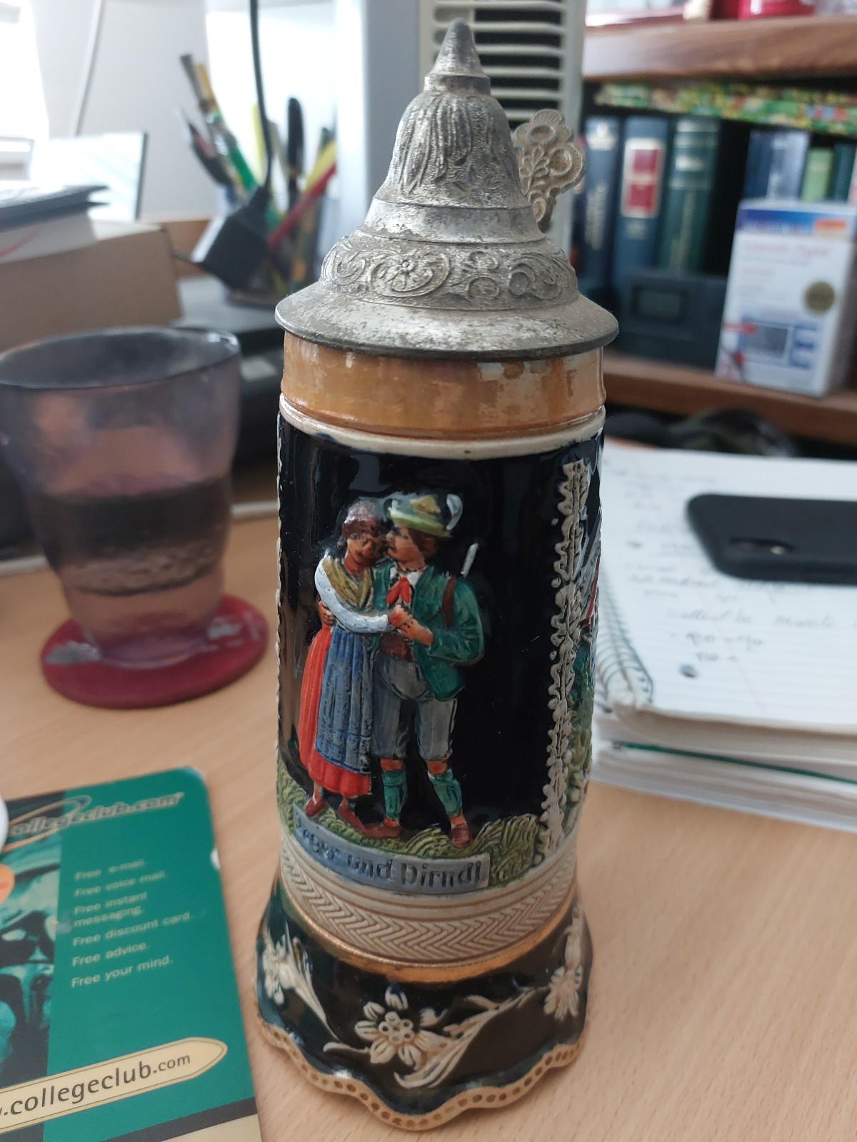 Beer stein with musical box