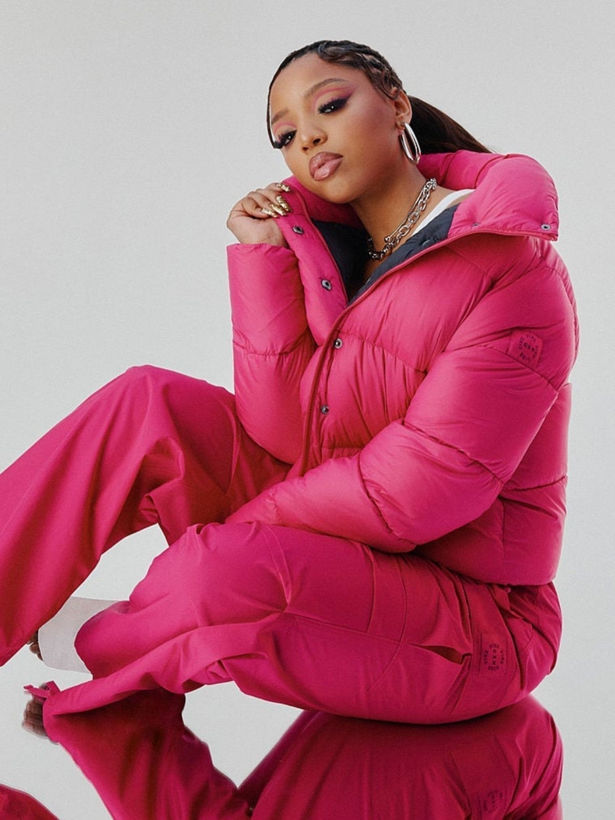 Chlöe x Halle Exclusive Cropped Puffer Jacket Sold Out PINK NWT (Rare Find!)