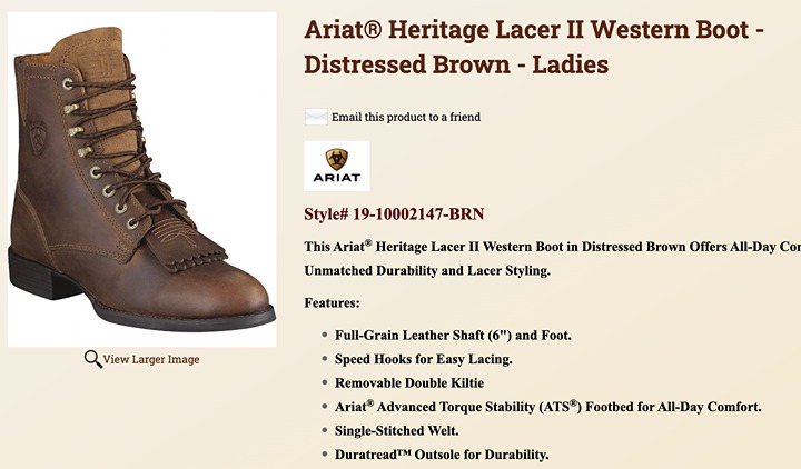 Ariat® Heritage Lacer II Western Boot - Distressed Brown