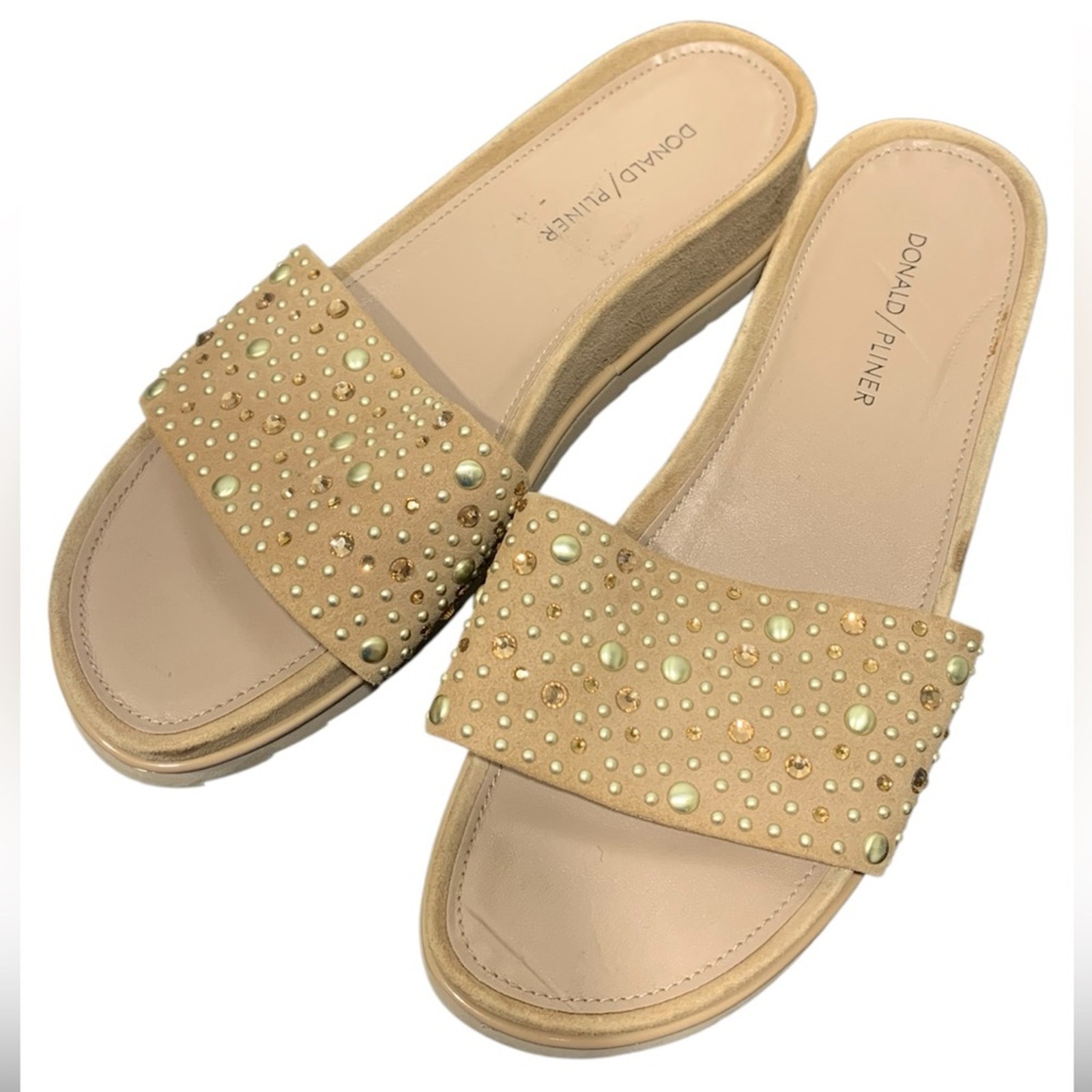 Donald J. Pliner Cava Suede Studded Slide SZ 9