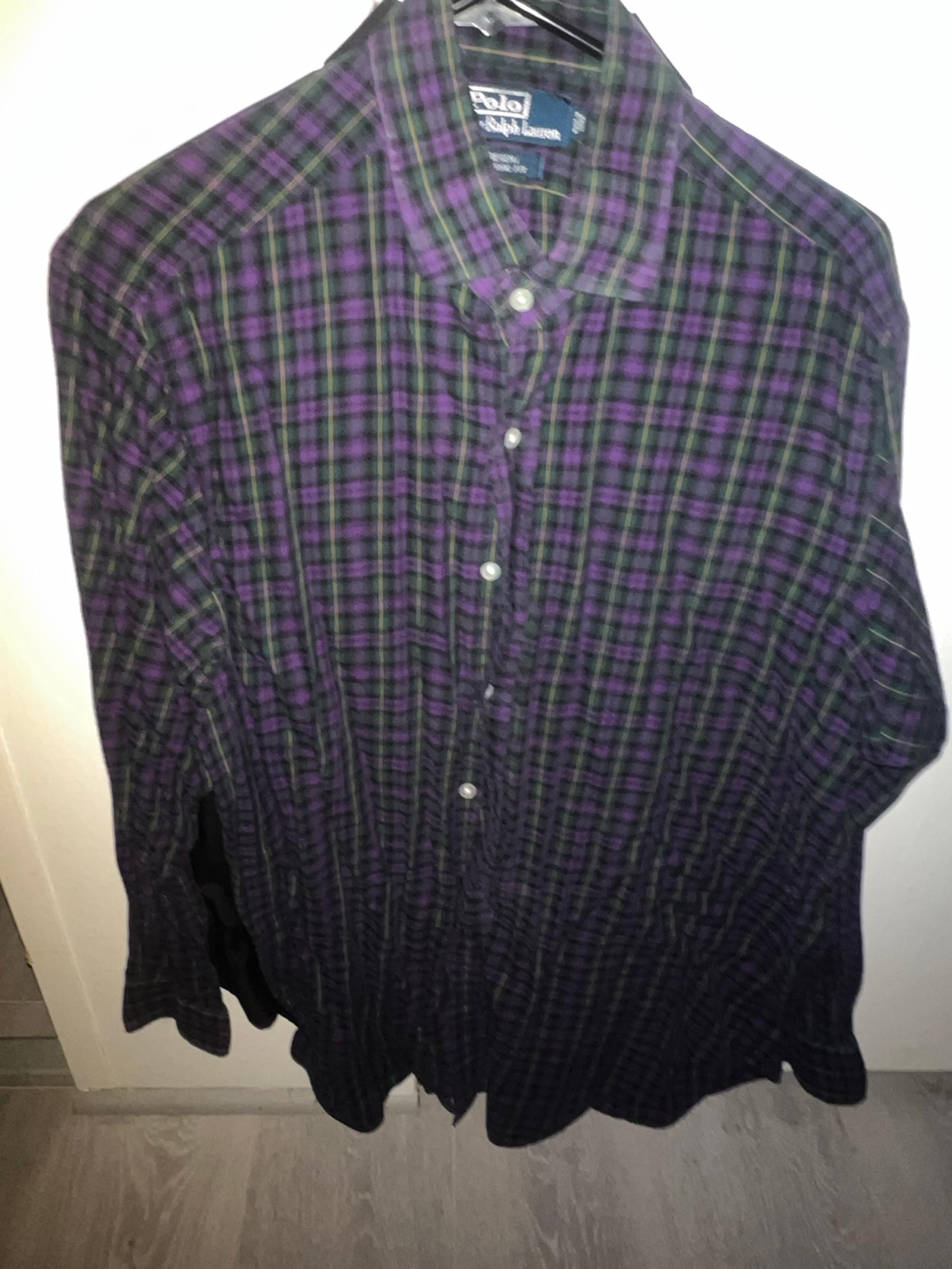 Polo Ralph Lauren Men's Purple And Green Plaid Longsleeve Lounge Shirt Size L
