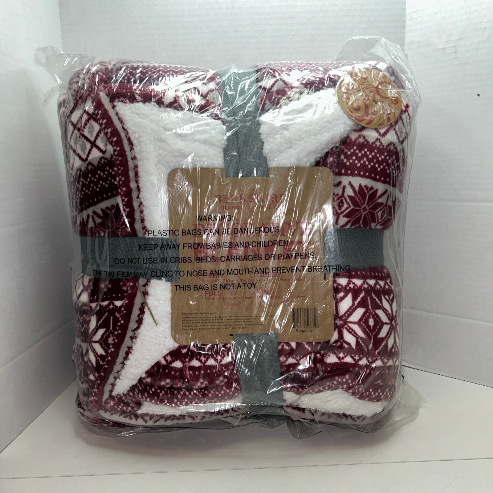Berkshire Blanket & Ho. Decorative Blanket King Burgundy Brand New