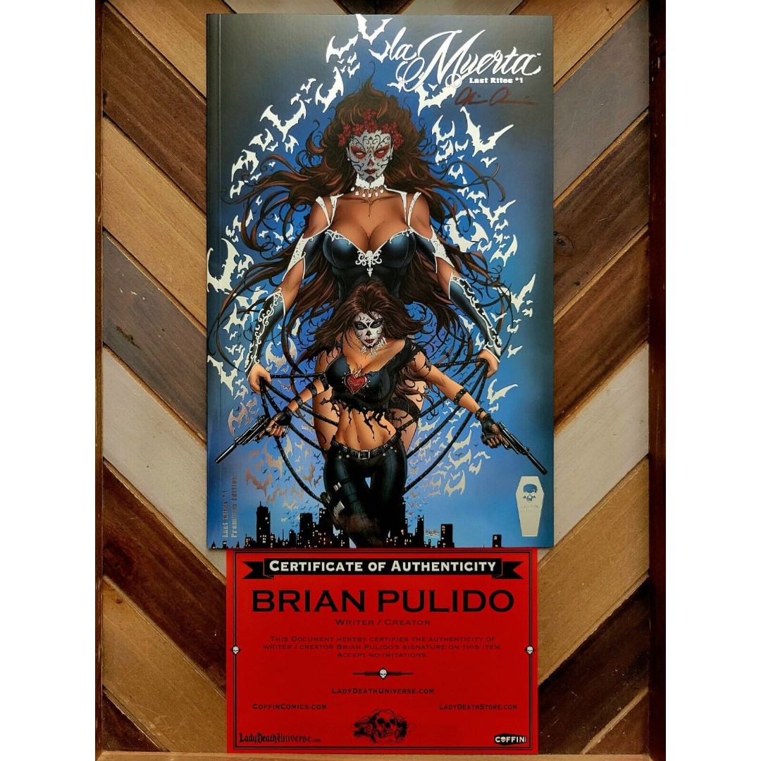 LA MUERTA: LAST RITES #1 (2016) NM- SIGNED w COA Premium Foil Edition LADY DEATH