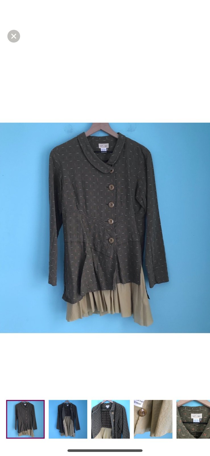 Neesh By D.A.R Whimsy Urban Embroidered Midi Textured Anthropologie Jacket Green
