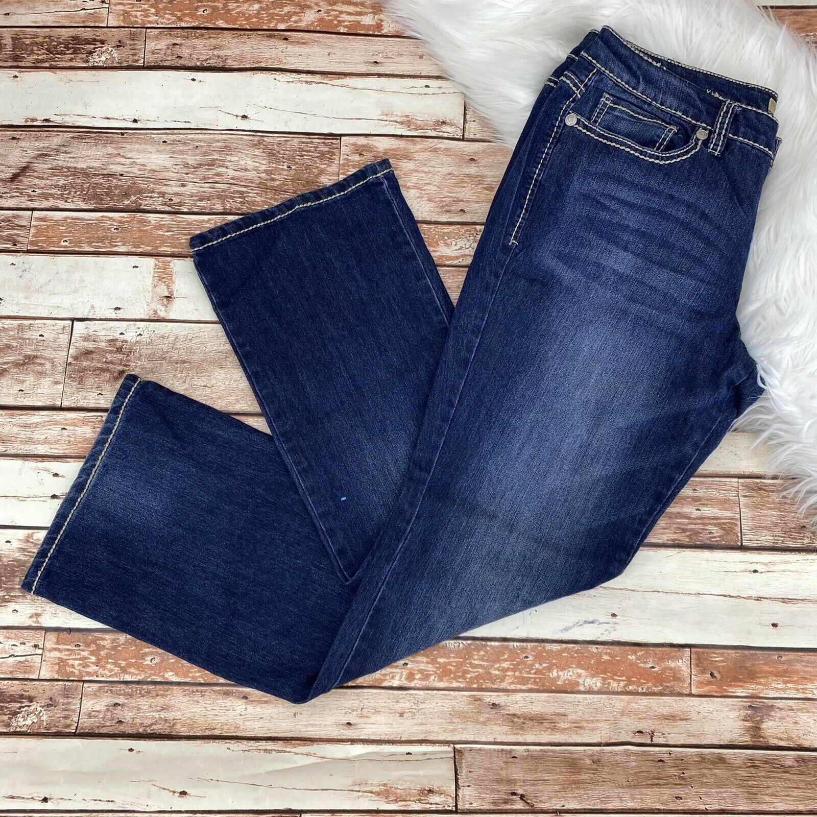 Vintage America Women's Vintage Bootcut Jeans Size 12/31 Thick Stitching Stretch