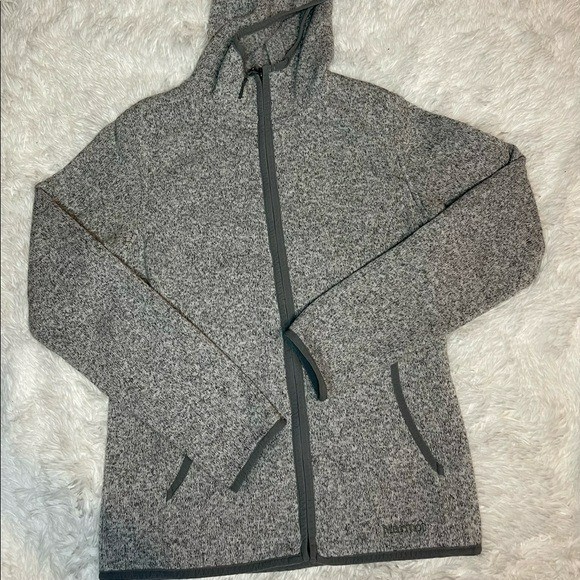 Marmot women hooded zip up sweater in light gray color size S