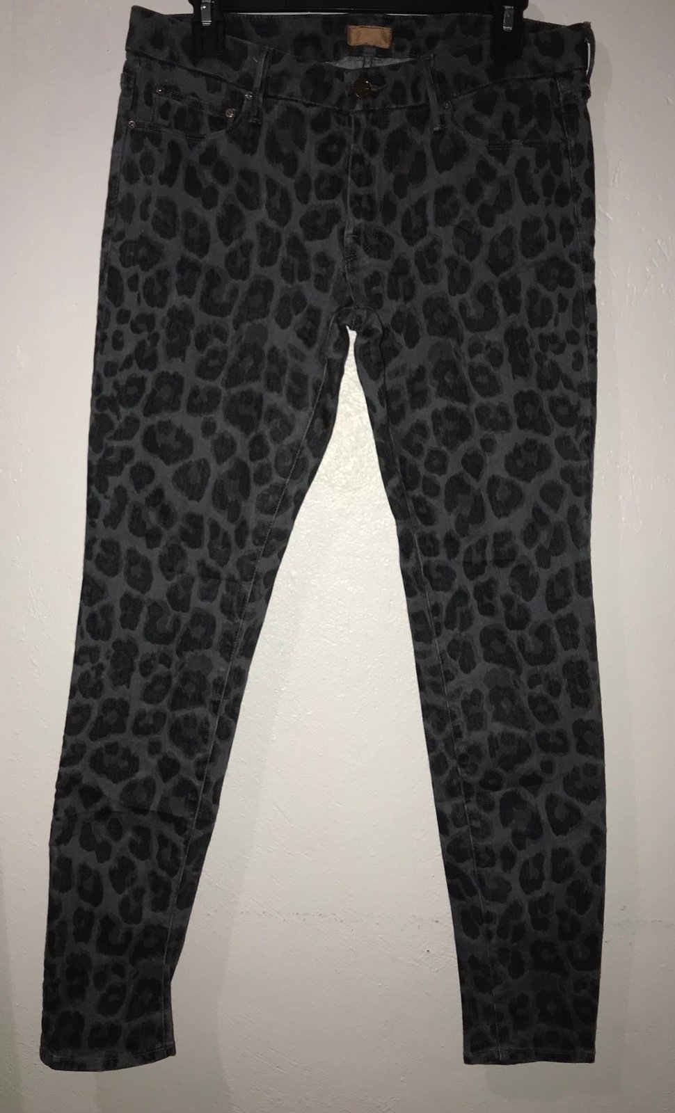 MOTHER (Size 30) The Looker In Paw Leopard Print Jeans Denim Gray Black Skinny