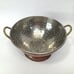 Vtg Tin Lined Footed Sieve Strainer Brass Handle Farmhouse Copper Colander