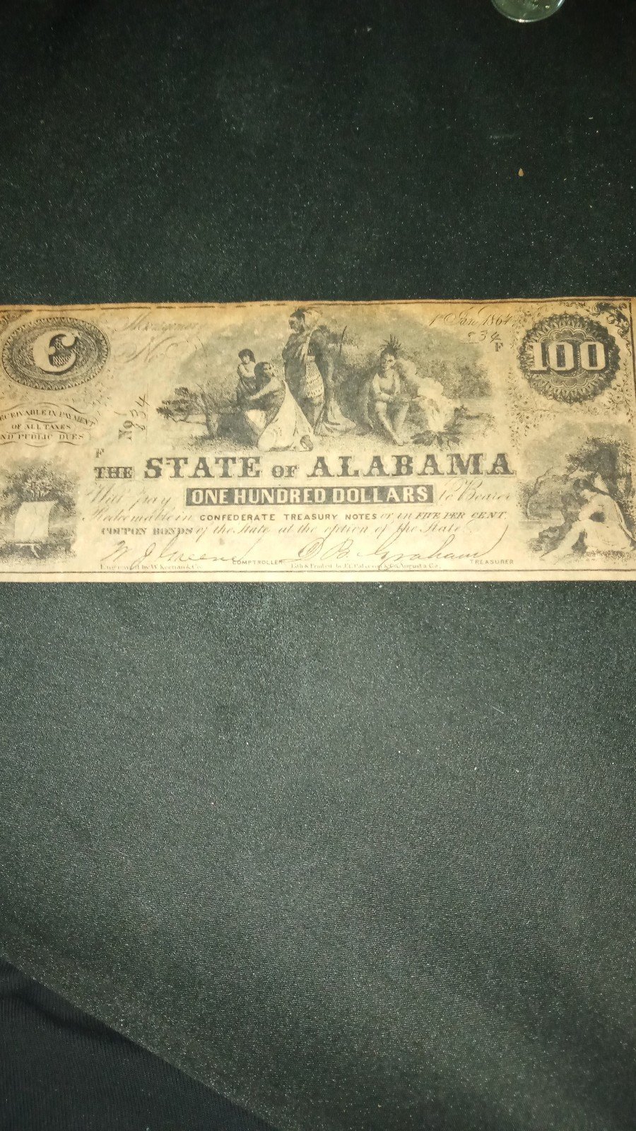 The State of Alabama 100 Confederate note .