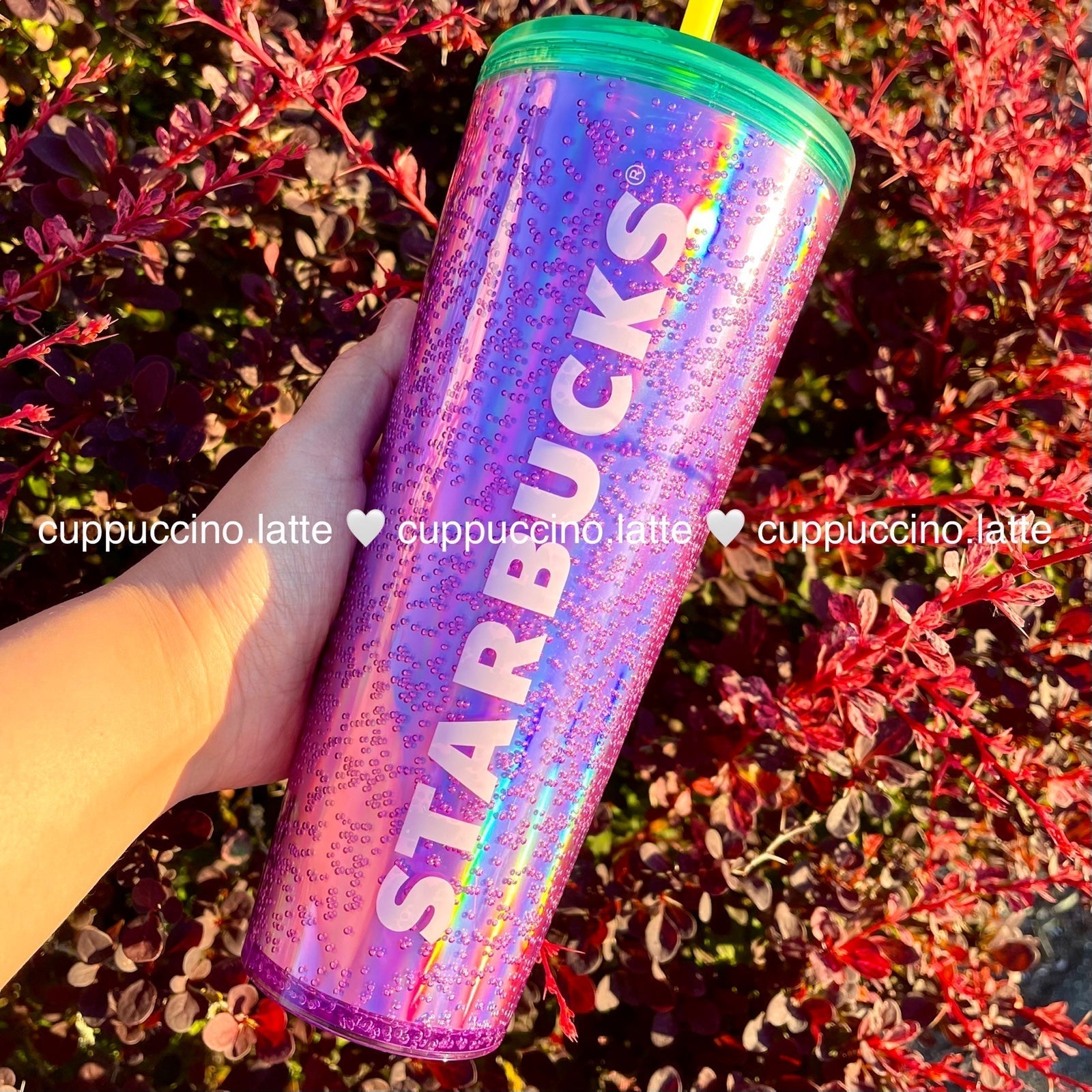 NEW Starbucks Back to School Purple Bubbles Holographic Emoji Icon Tumbler