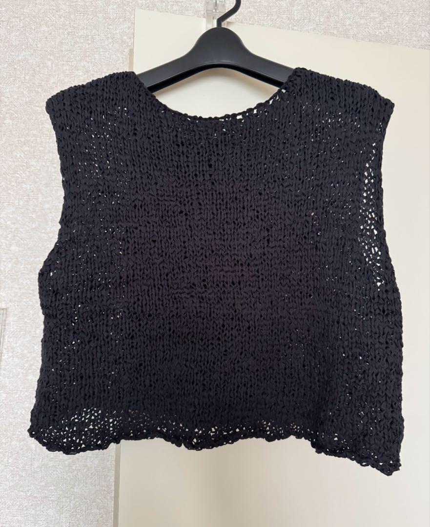 Mizuiro Ind Cotton Polyester Knit Vest, Black