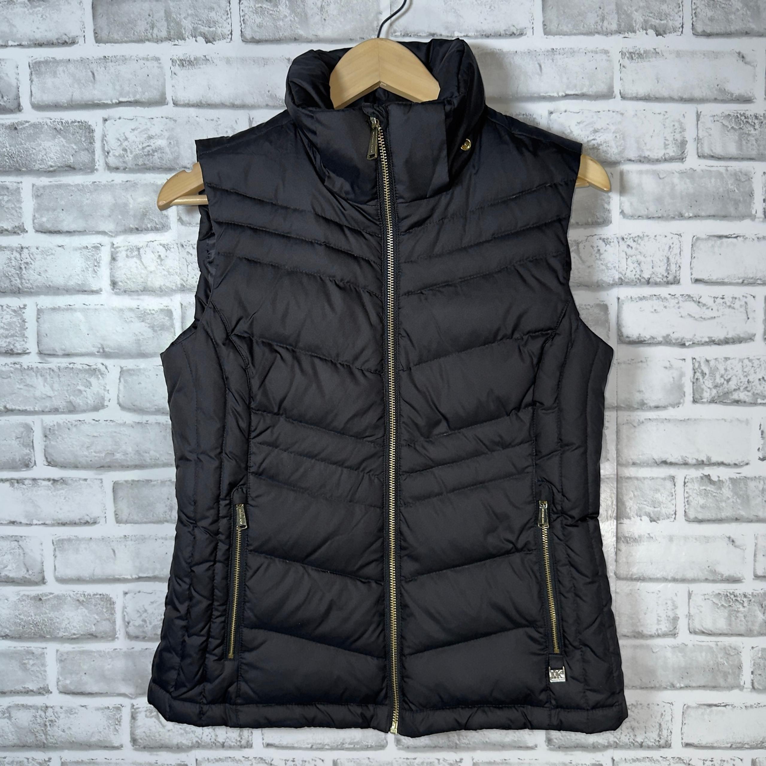 Michael Kors Black 100% Polyester Zip-Up Puffer Vest Womens Size S