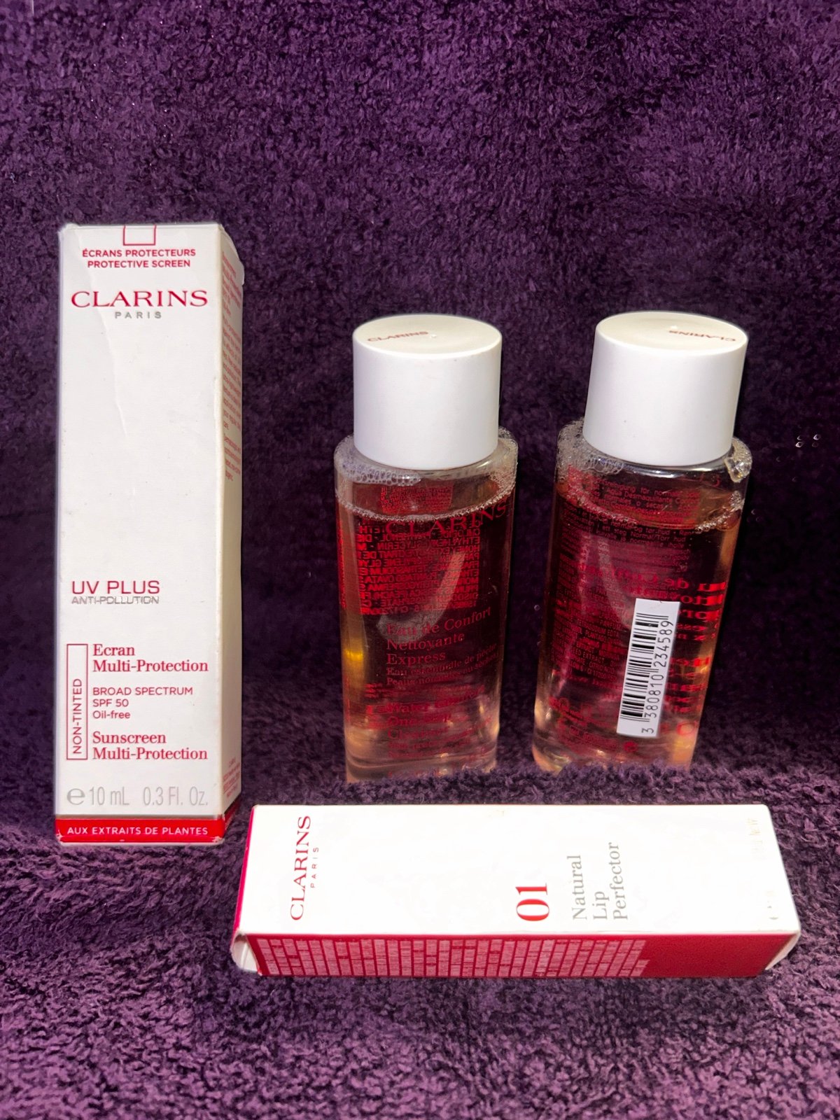 CLARINS Paris Skin Care Lot UV Plus Natural Lip Protect Cleanser Water Comfort