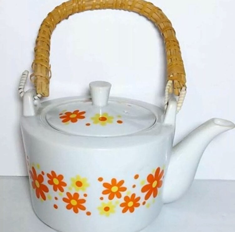 Vtg Flower Power Teapot
