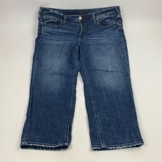 Silver Jeans Suki Capri Sz 18 Stretch Medium was denim Plus Size Distressed hem