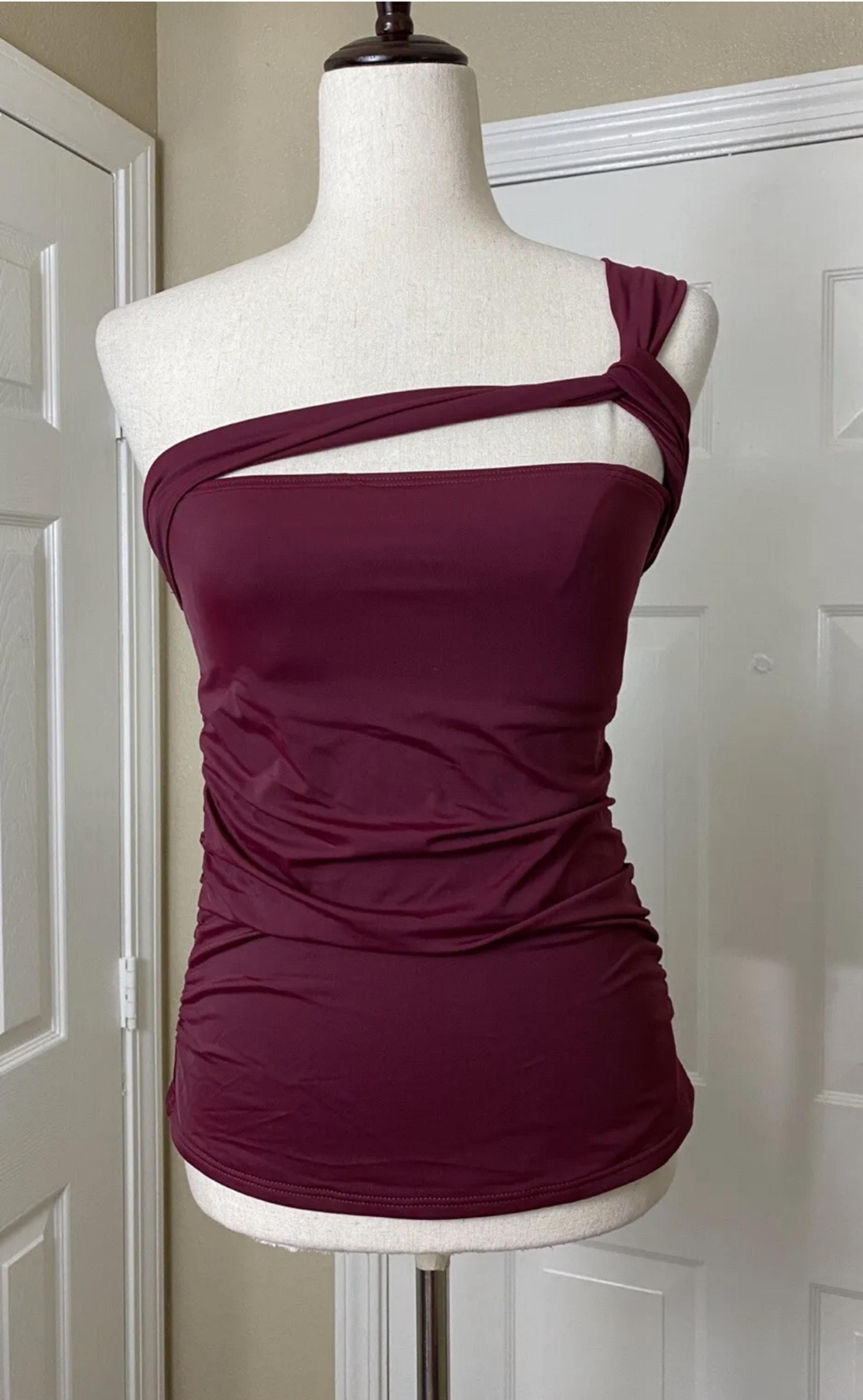 Ann Taylor LOFT Beach Tankini Swim Top Size Small Maroon Womens Padded