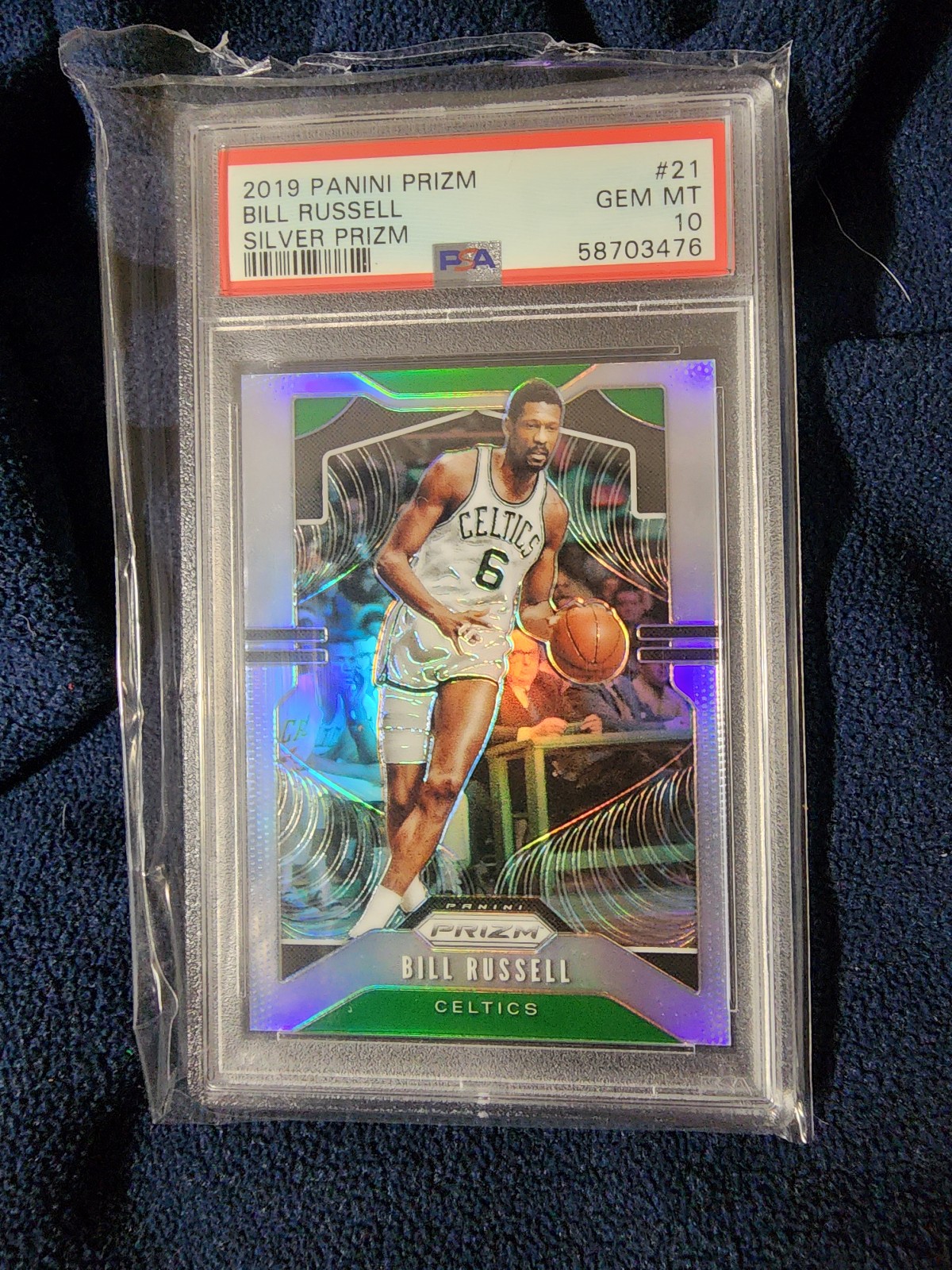Bill russell psa 10 gem silver prizm 11x champion celtics nba