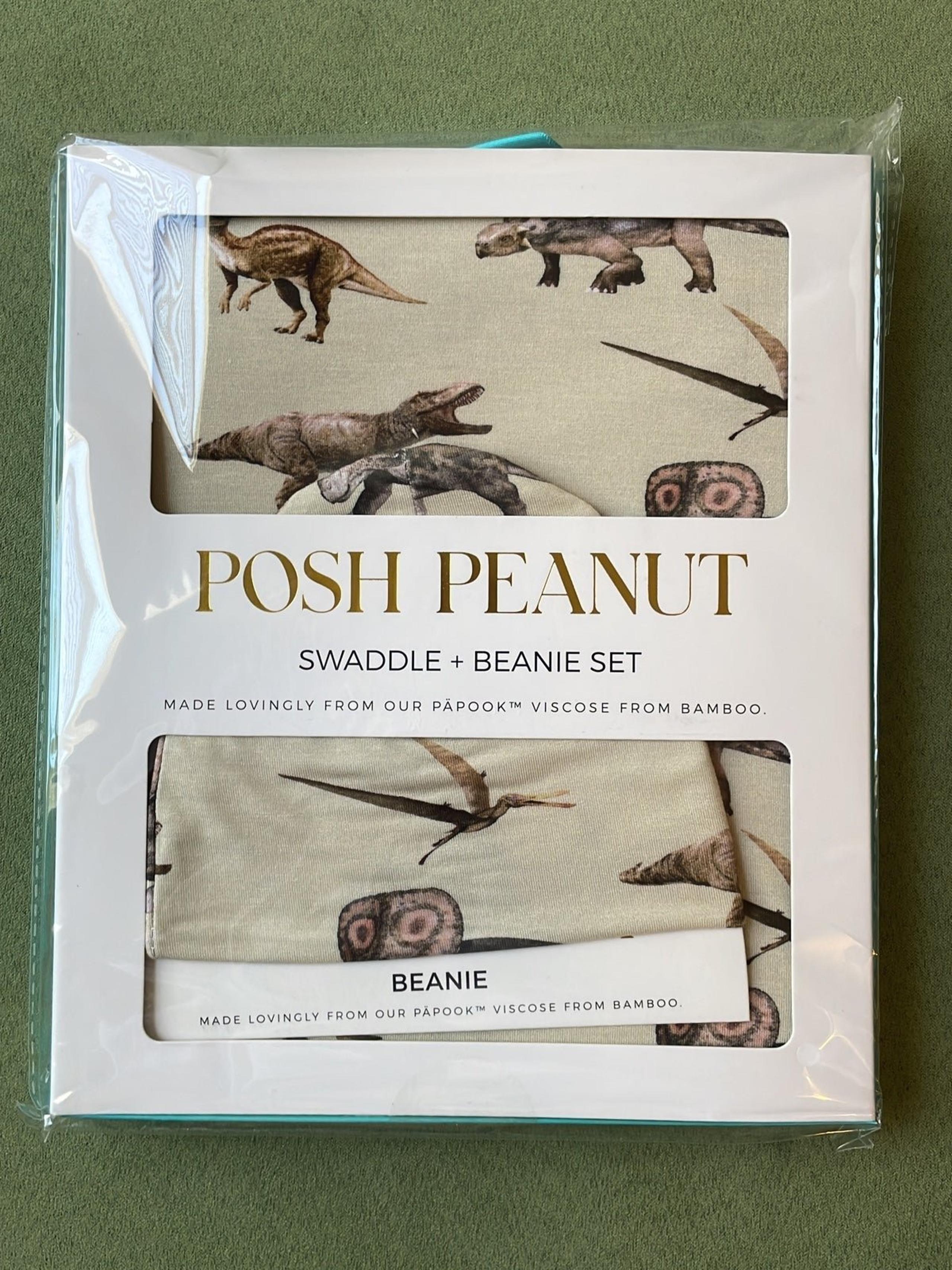 Posh Peanut Vintage Dino Swaddle Blanket Beanie Set