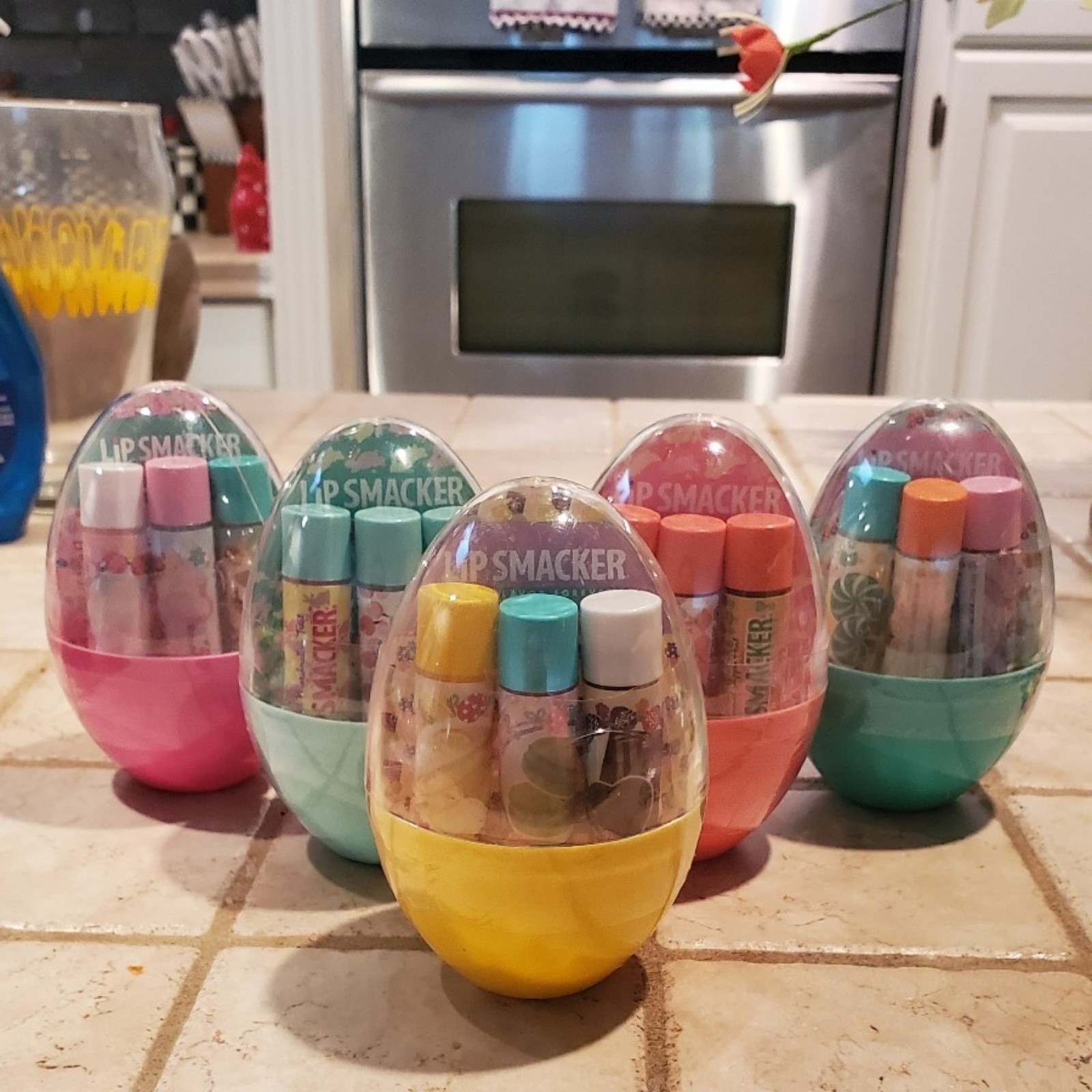 (5) Lip Smackers Spring Easter Egg Sets Includes 3 Flavored Lip Balms in each