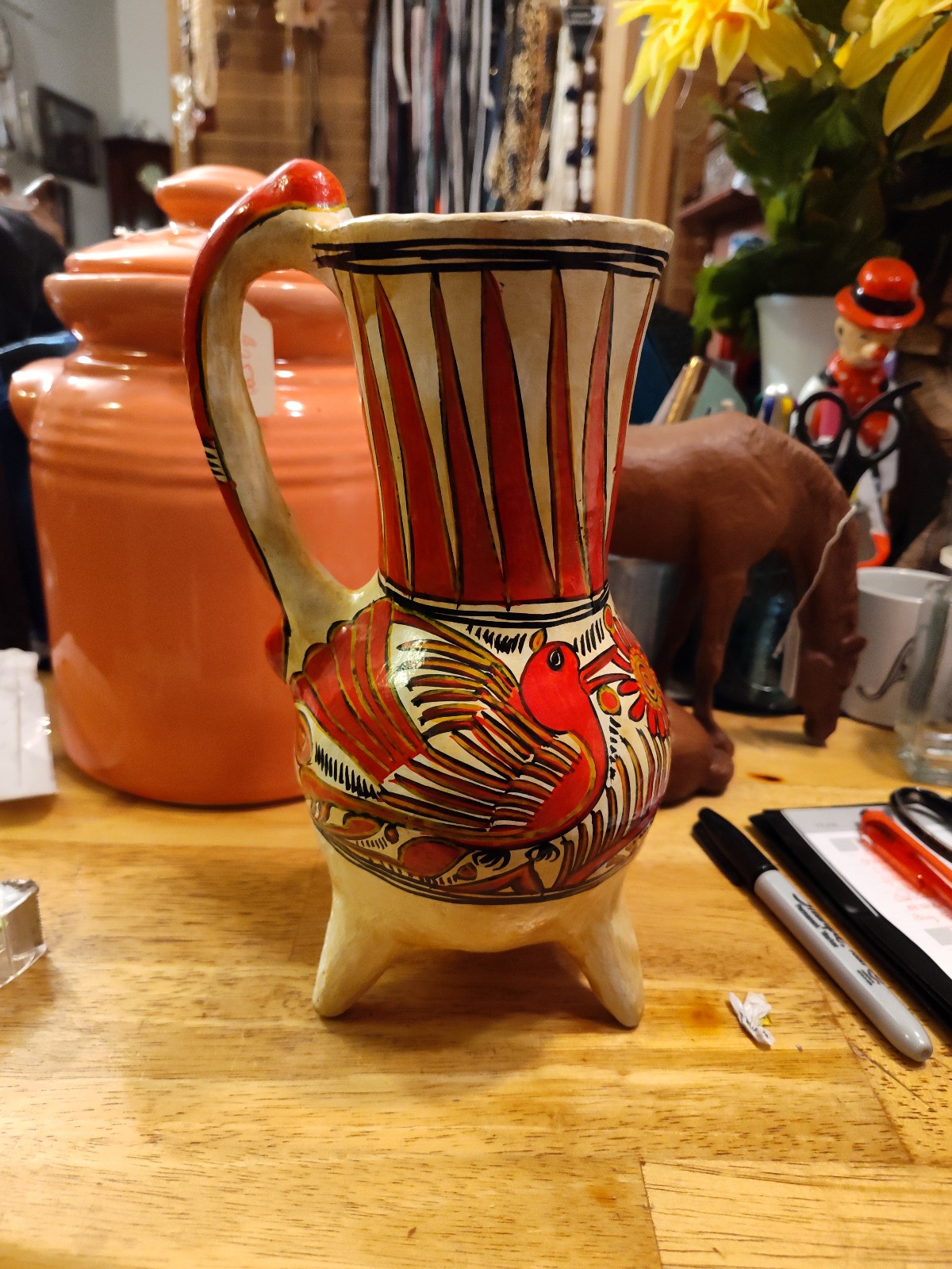 vintage pitcher Pre-Columbian-Style Guerrero Region Vintage Mexican Folk Art