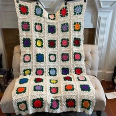 Crochet Blanket 3-D Flower 76 x41