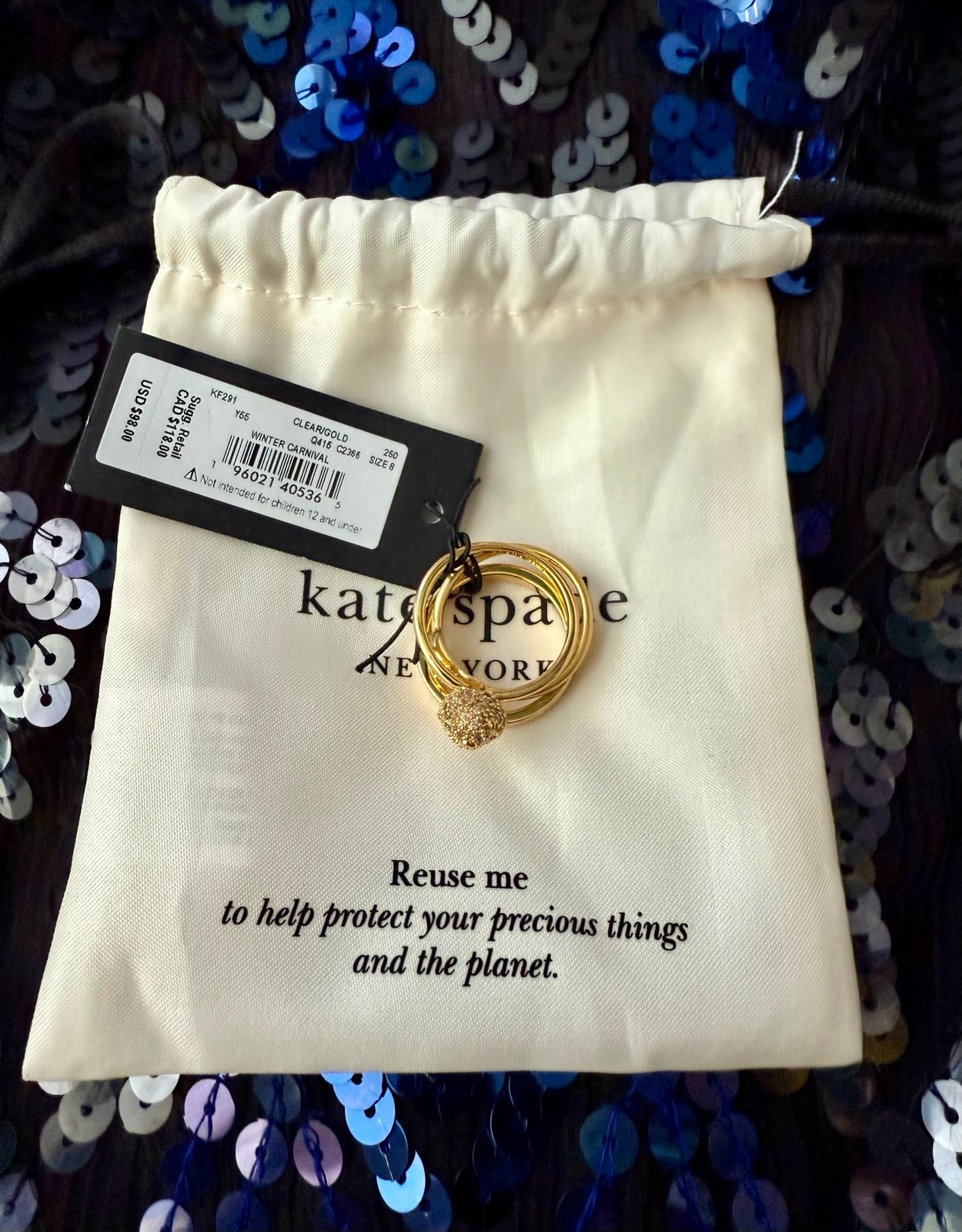 NWT Kate Spade Winter Carnival Ring