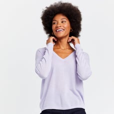Brass The Drift Purple V Neck Knit Pullover Long Sleeve Tee Shirt Size L