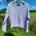 Brass The Drift Purple V Neck Knit Pullover Long Sleeve Tee Shirt Size L