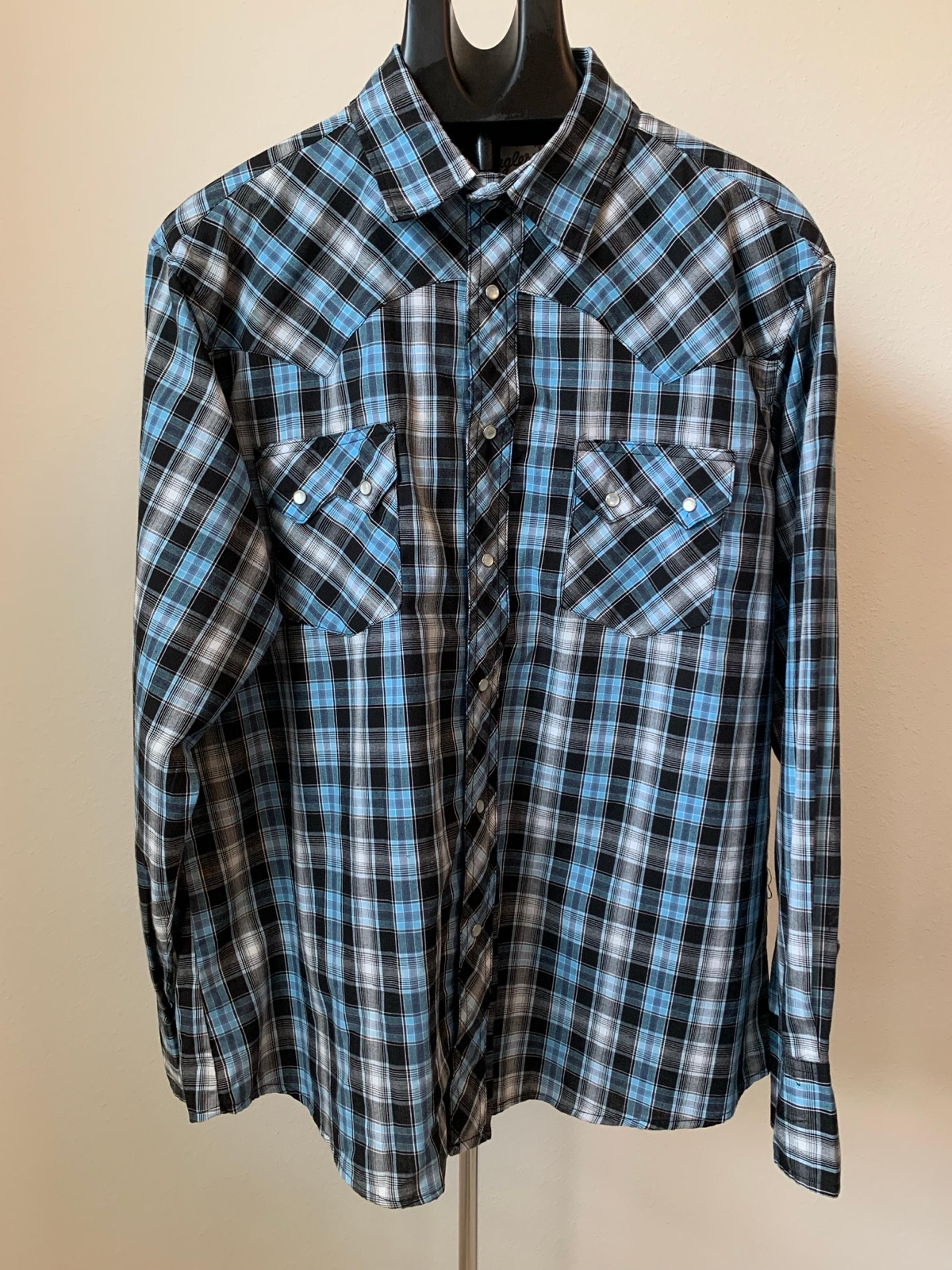 Wrangler Western Pearl Snap Button Down Shirt Mens XL Blue Plaid