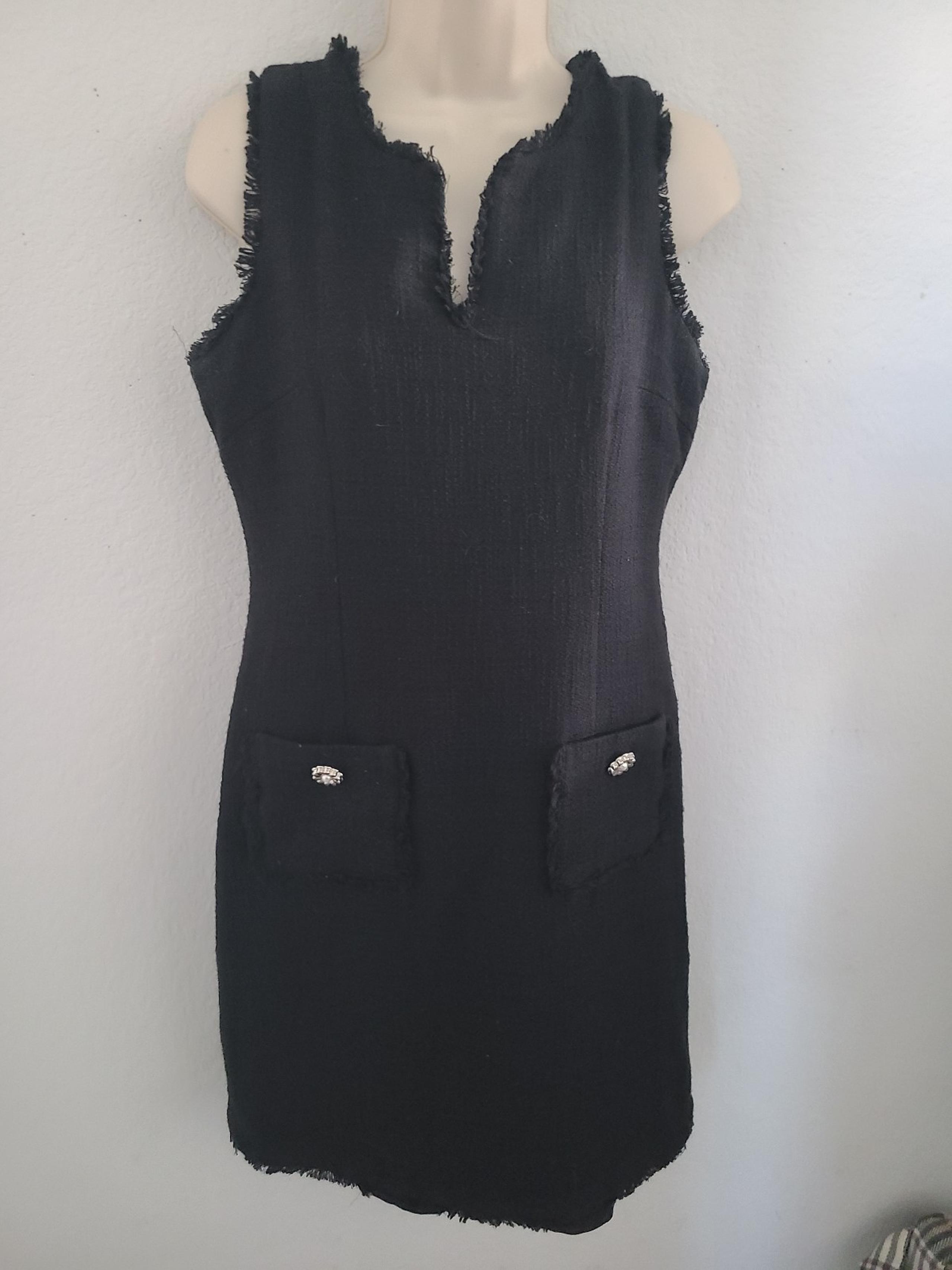 Karl Lagerfeld Black Tweed Fringe Classic Fit Dress, Women’s Size 8
