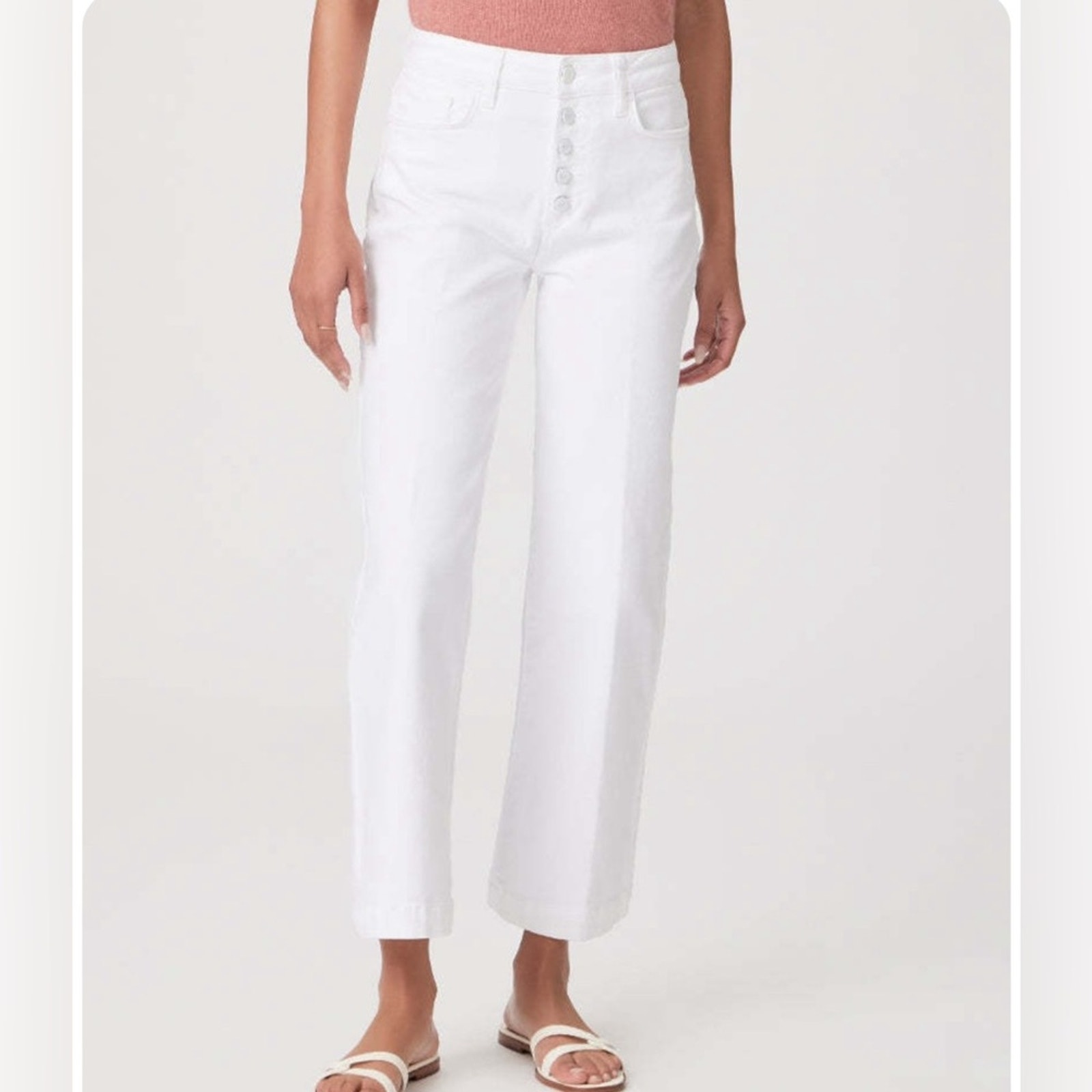 Paige leenah ankle with exposed button fly wide leg size 27