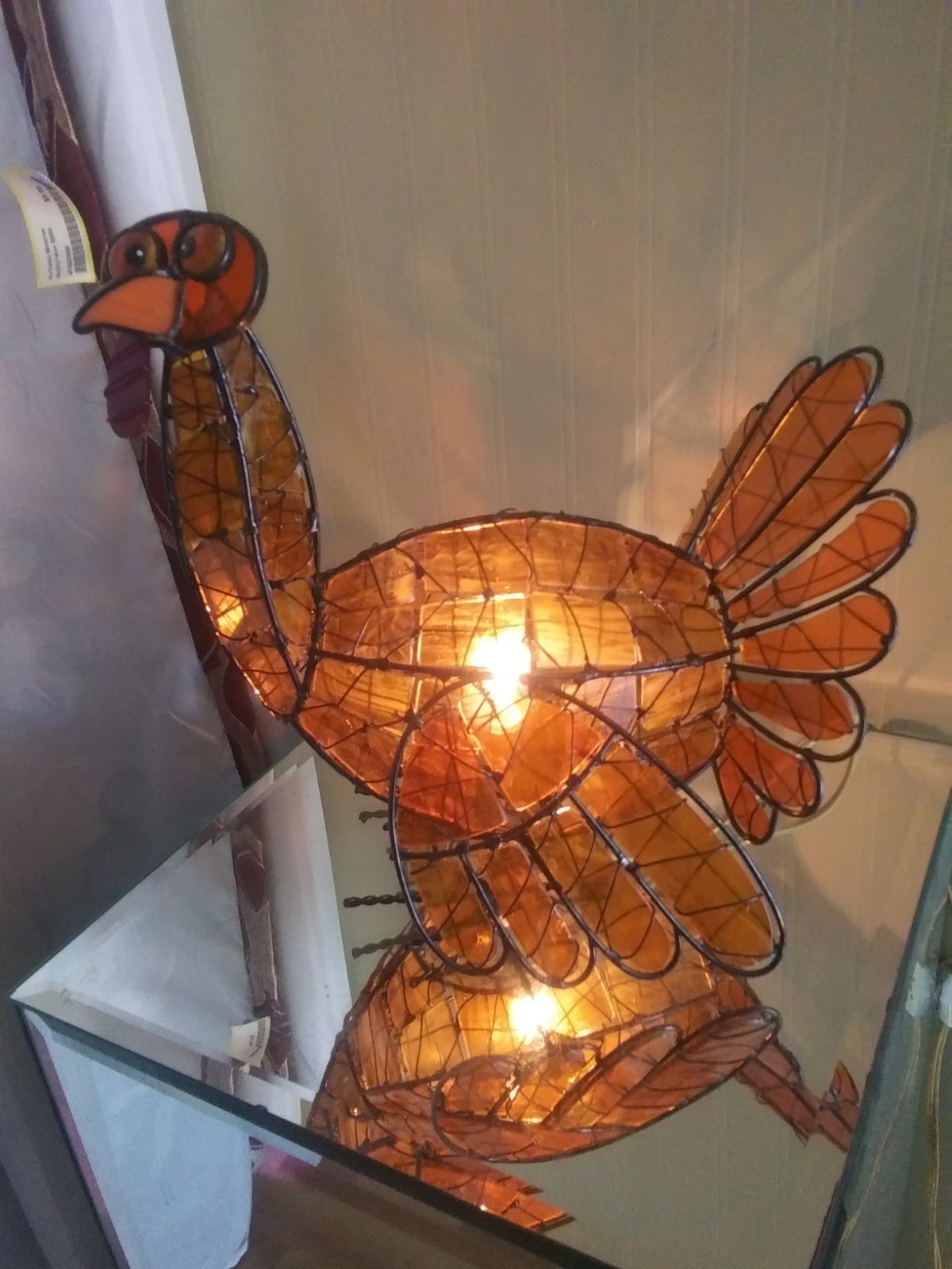 Lighted cut glass turkey.