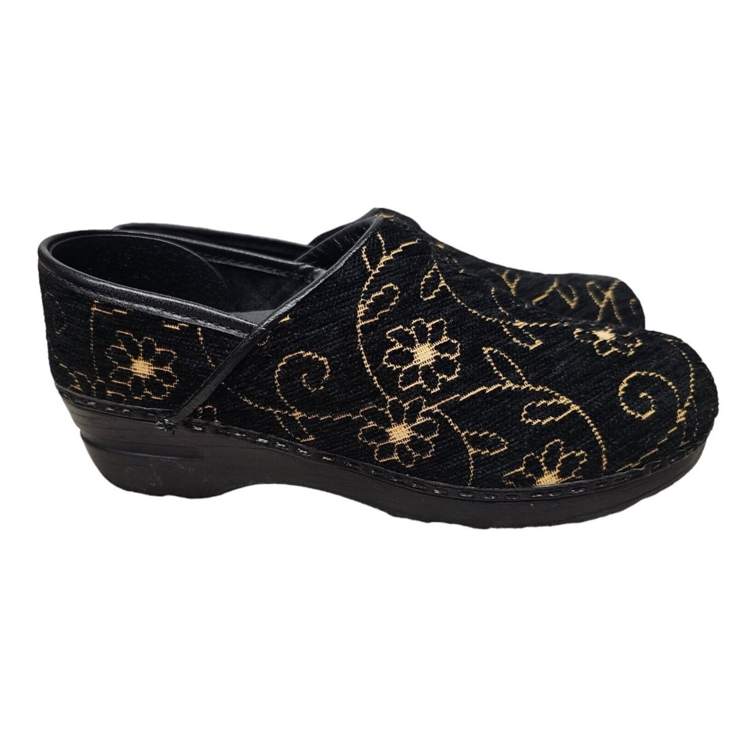 SANITA Clogs Floral Fabric Clogs Corduroy Shoes Leather 39