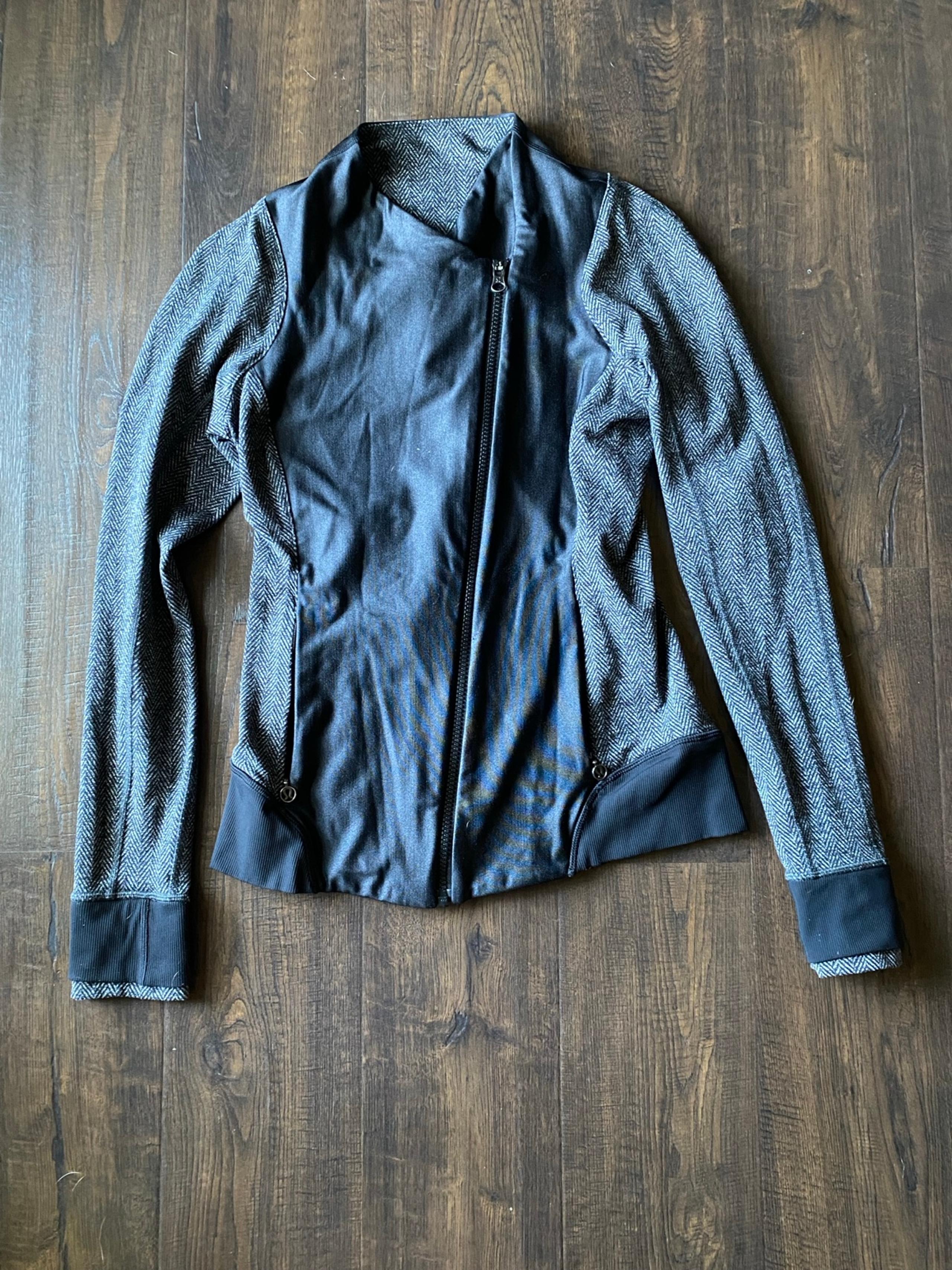 lululemon athletica emerge renewed herringbone black gray jacket women’s 6