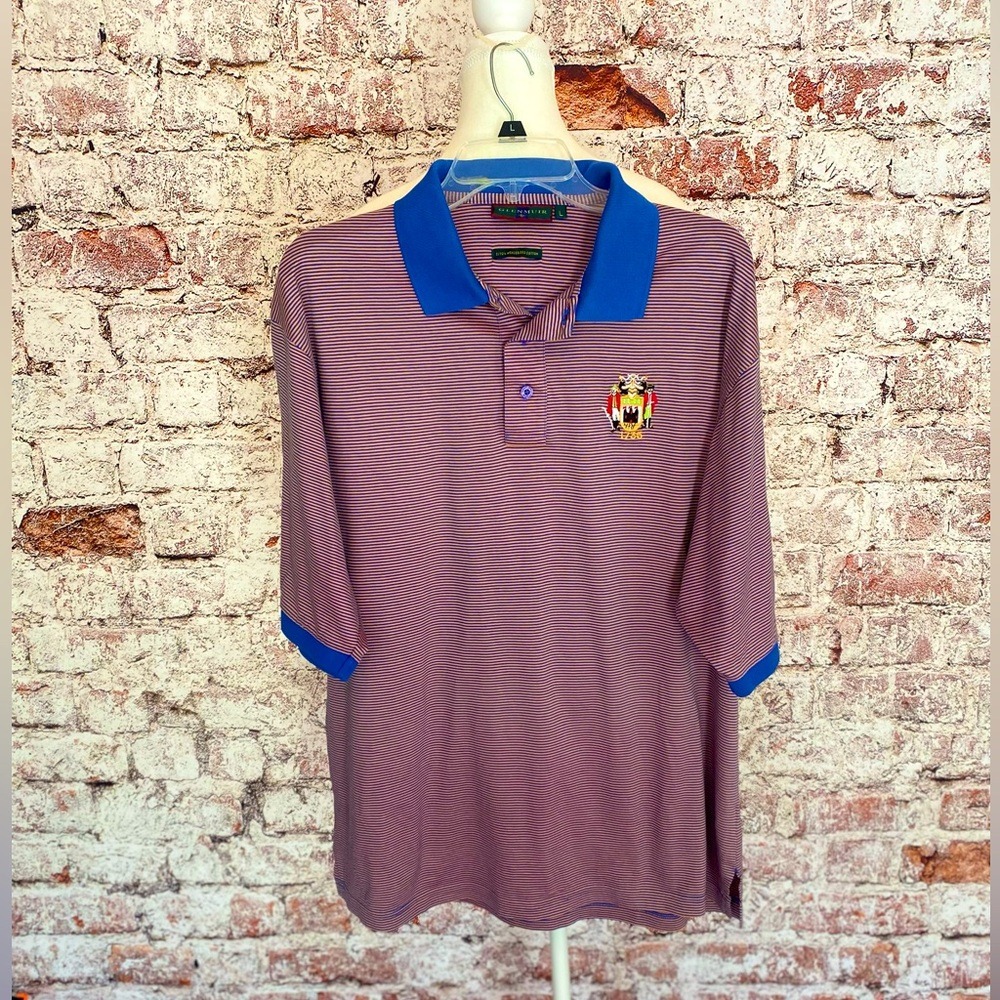 Glenmuir Classic Iconic Men's Golf Polo Shirt – Orange & Blue Striped - Size L