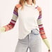 Free People Fair Isle Top Sweater Knit Large Colorful Spring Layer Fitted Soft